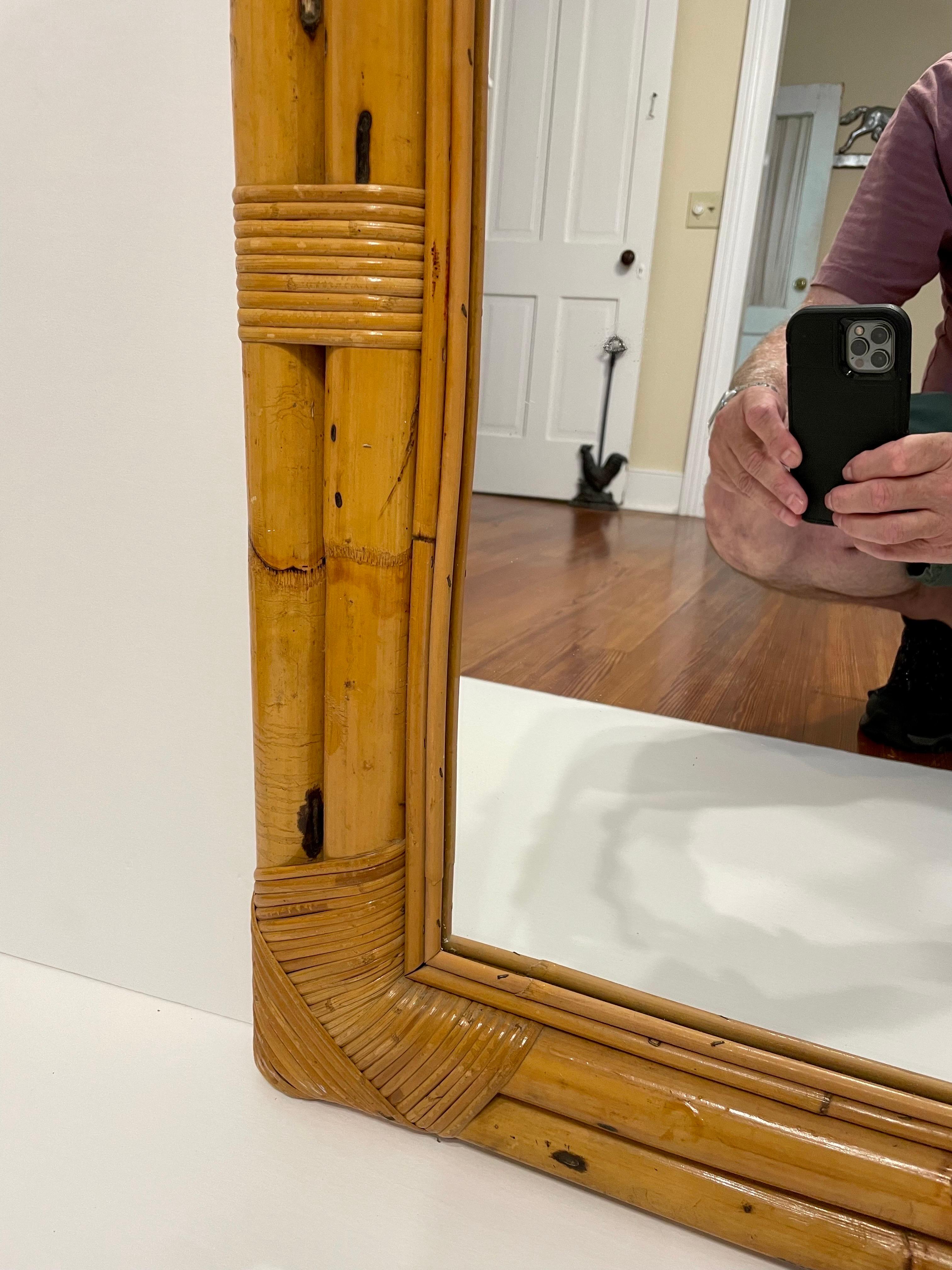 rattan square mirror