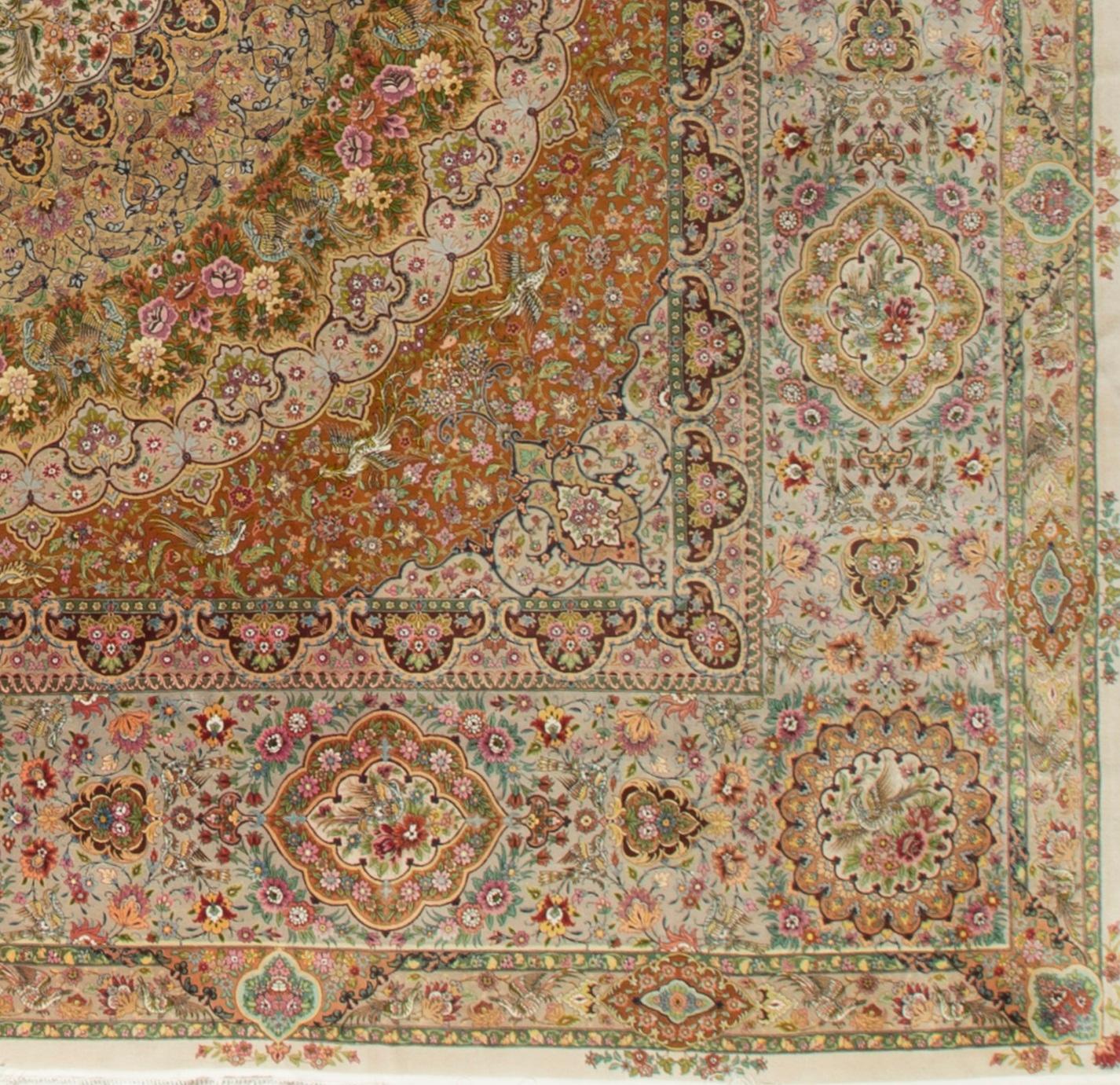 Persiano Tappeto persiano Tabriz quadrato vintage di grandi dimensioni in vendita
