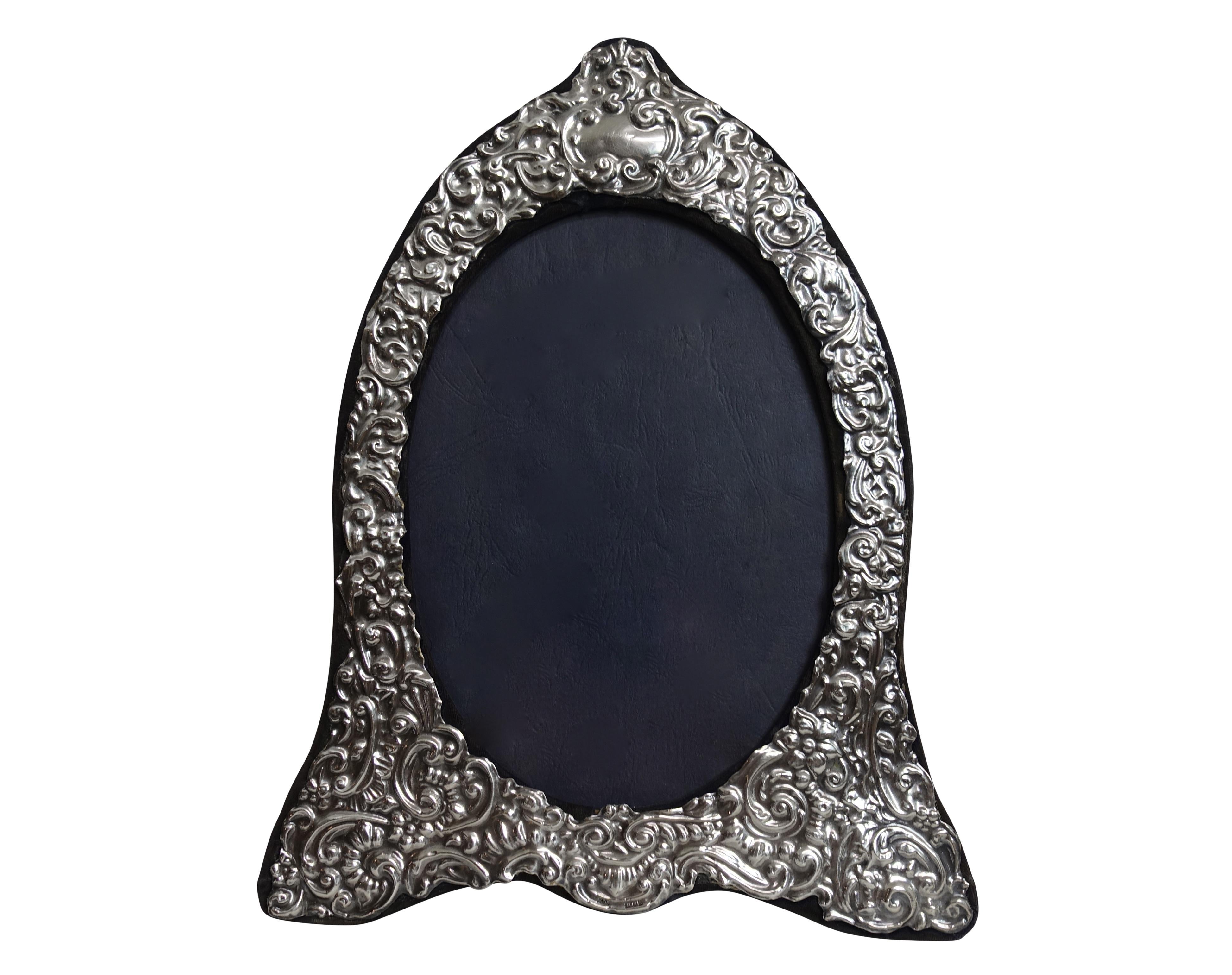 English Large Vintage Sterling Silver Picture Frame, England, Mid-20th Century