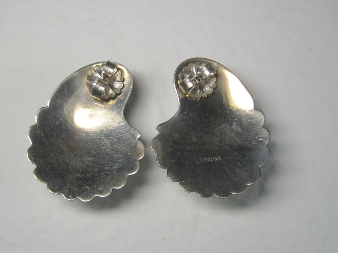 Große Vintage-Ohrringe aus Sterling mit türkisfarbener Korallen-Intarsien aus dem Südwesten der USA im Angebot 3