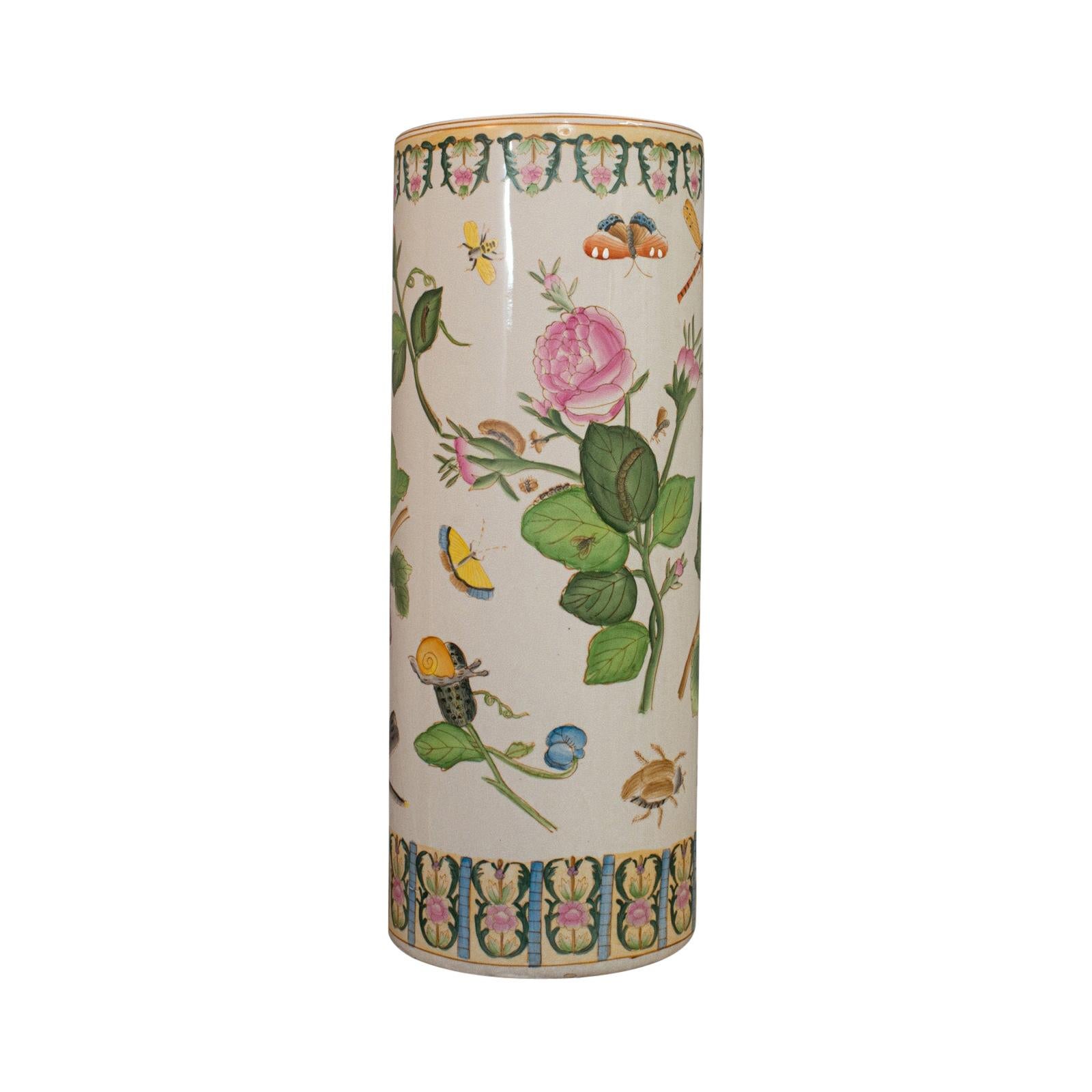 Large Vintage Stick Stand, Oriental, Ceramic, Decorative Vase, Art Deco
