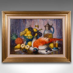 Large Vintage Still Life Painting, German, Framed Art, Oil On Canvas, Stilleben
