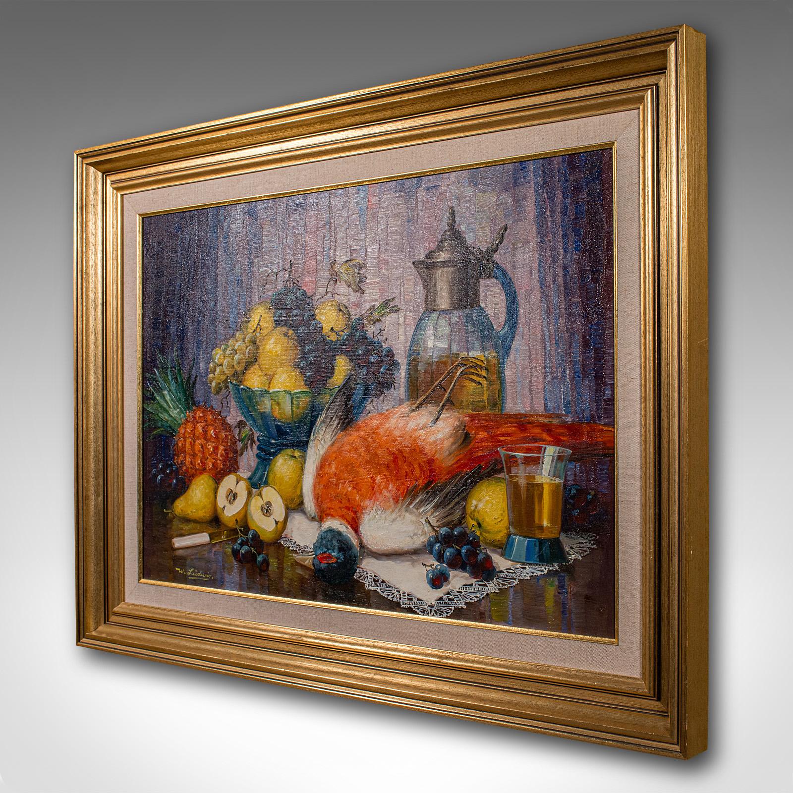 Mid-Century Modern Large Vintage Still Life Painting, German, Framed Art, Oil On Canvas, Stilleben For Sale
