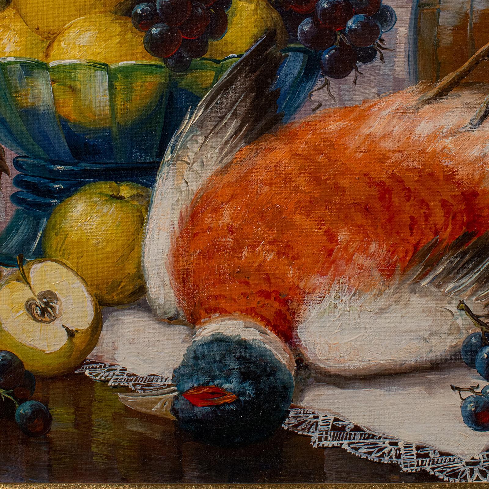 Large Vintage Still Life Painting, German, Framed Art, Oil On Canvas, Stilleben In Good Condition For Sale In Hele, Devon, GB