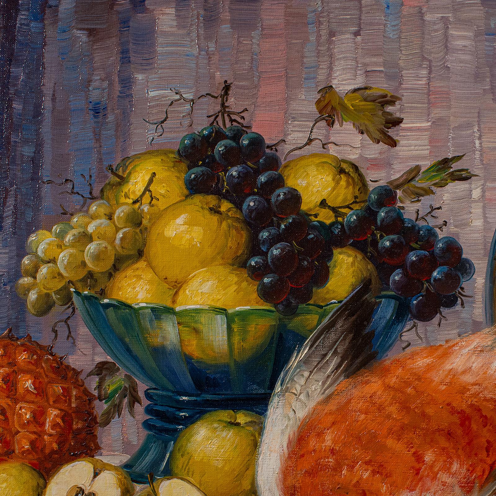 20th Century Large Vintage Still Life Painting, German, Framed Art, Oil On Canvas, Stilleben For Sale