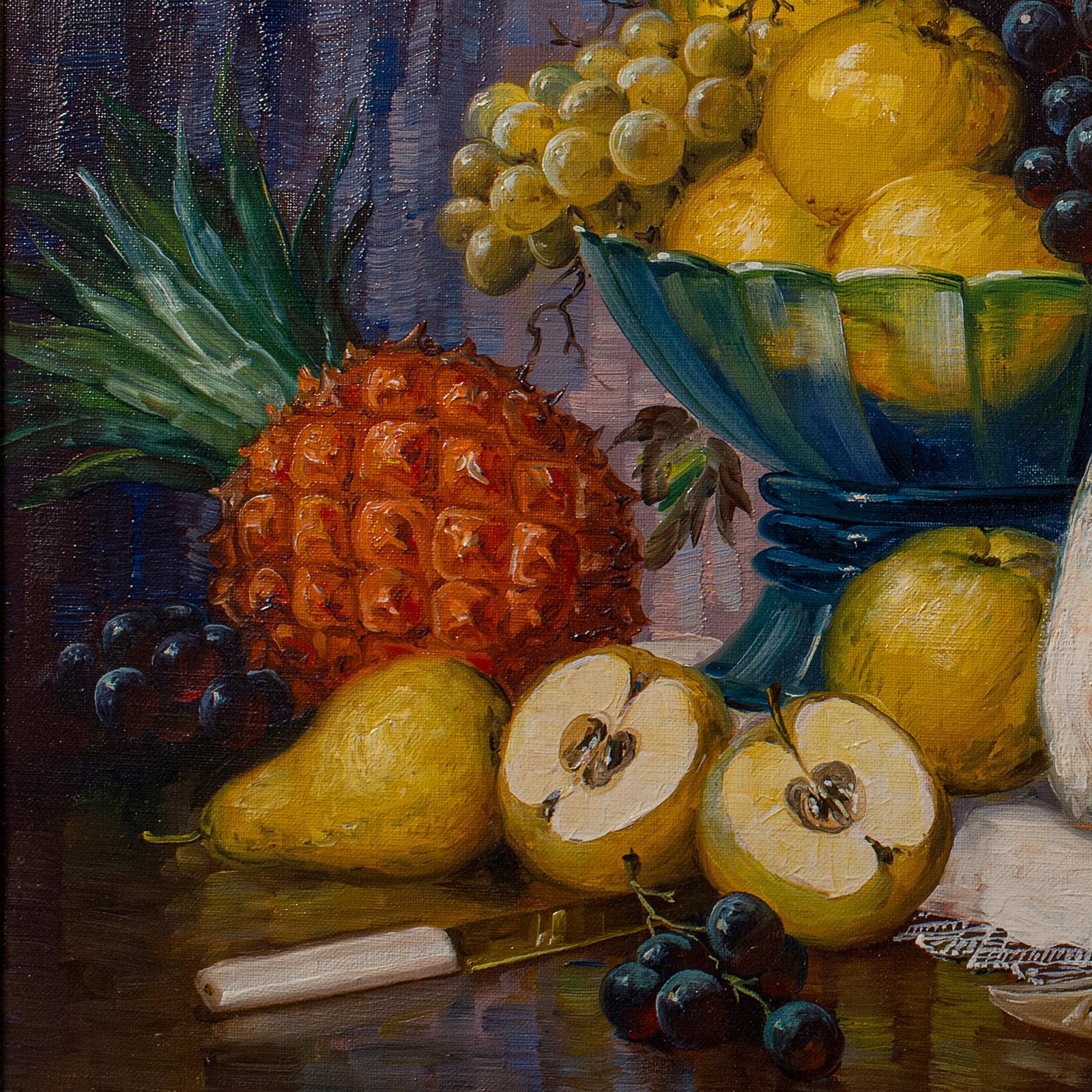 Large Vintage Still Life Painting, German, Framed Art, Oil On Canvas, Stilleben For Sale 1