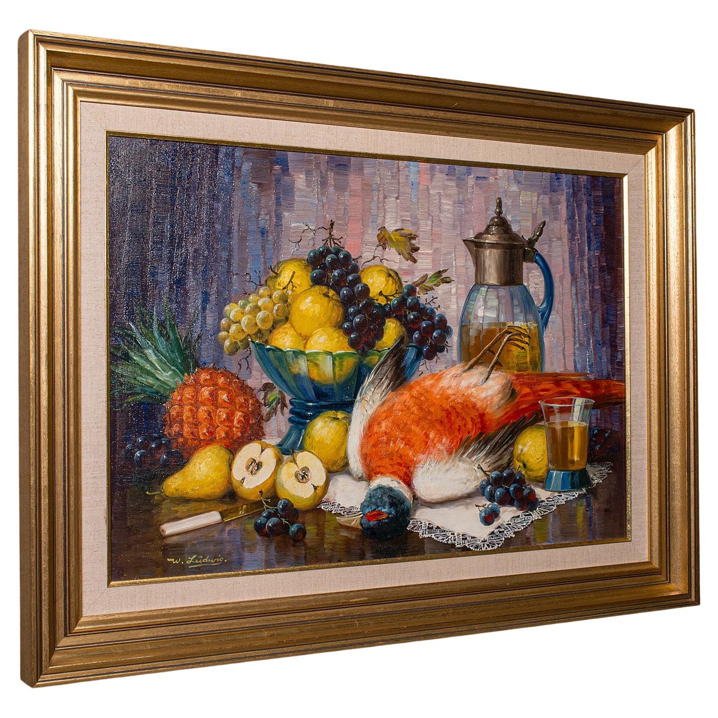 Grande peinture allemande, art encadré, huile sur toile, Stilleben