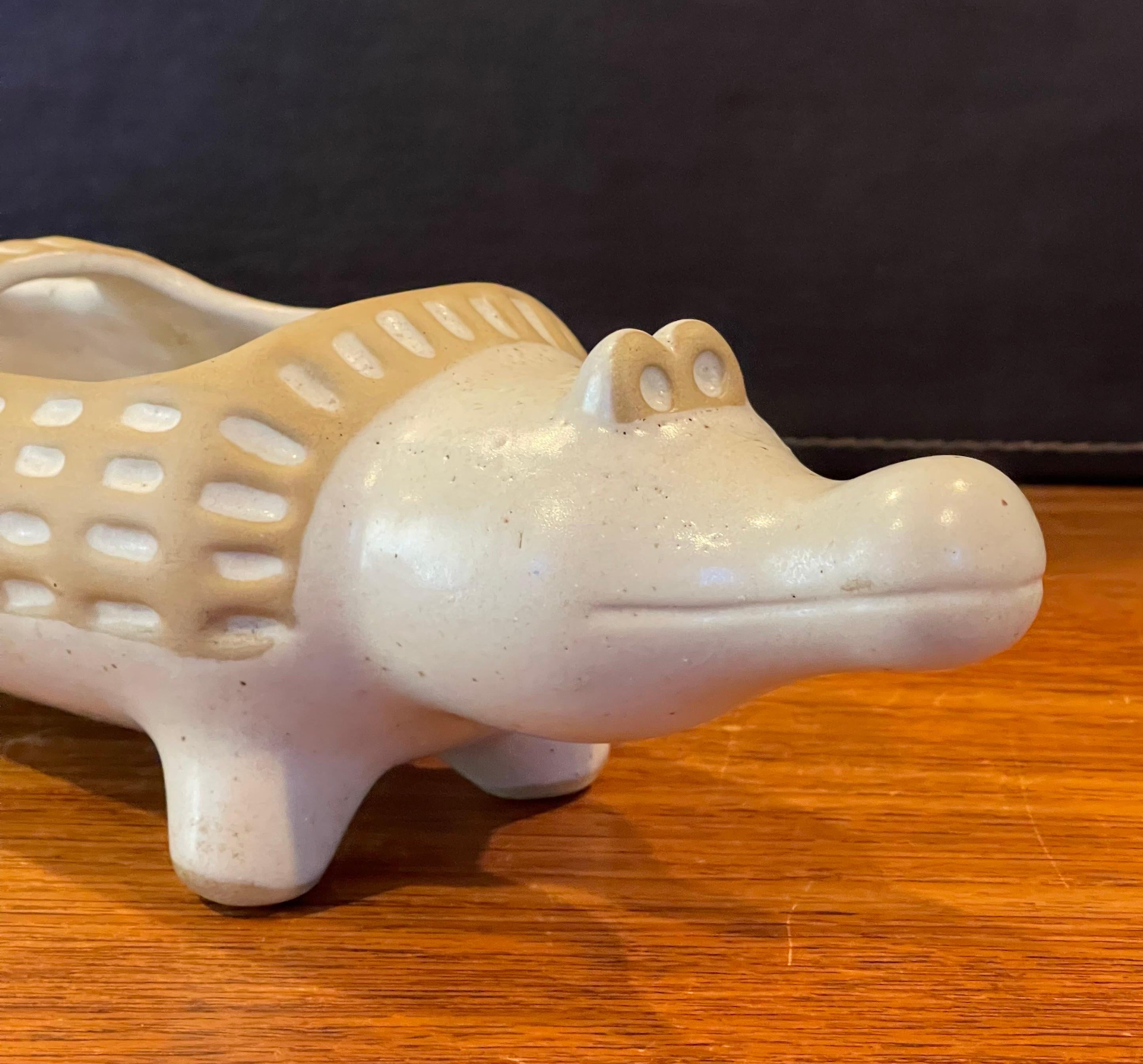 Large Vintage Stoneware Alligator Planter by David Stewart 4