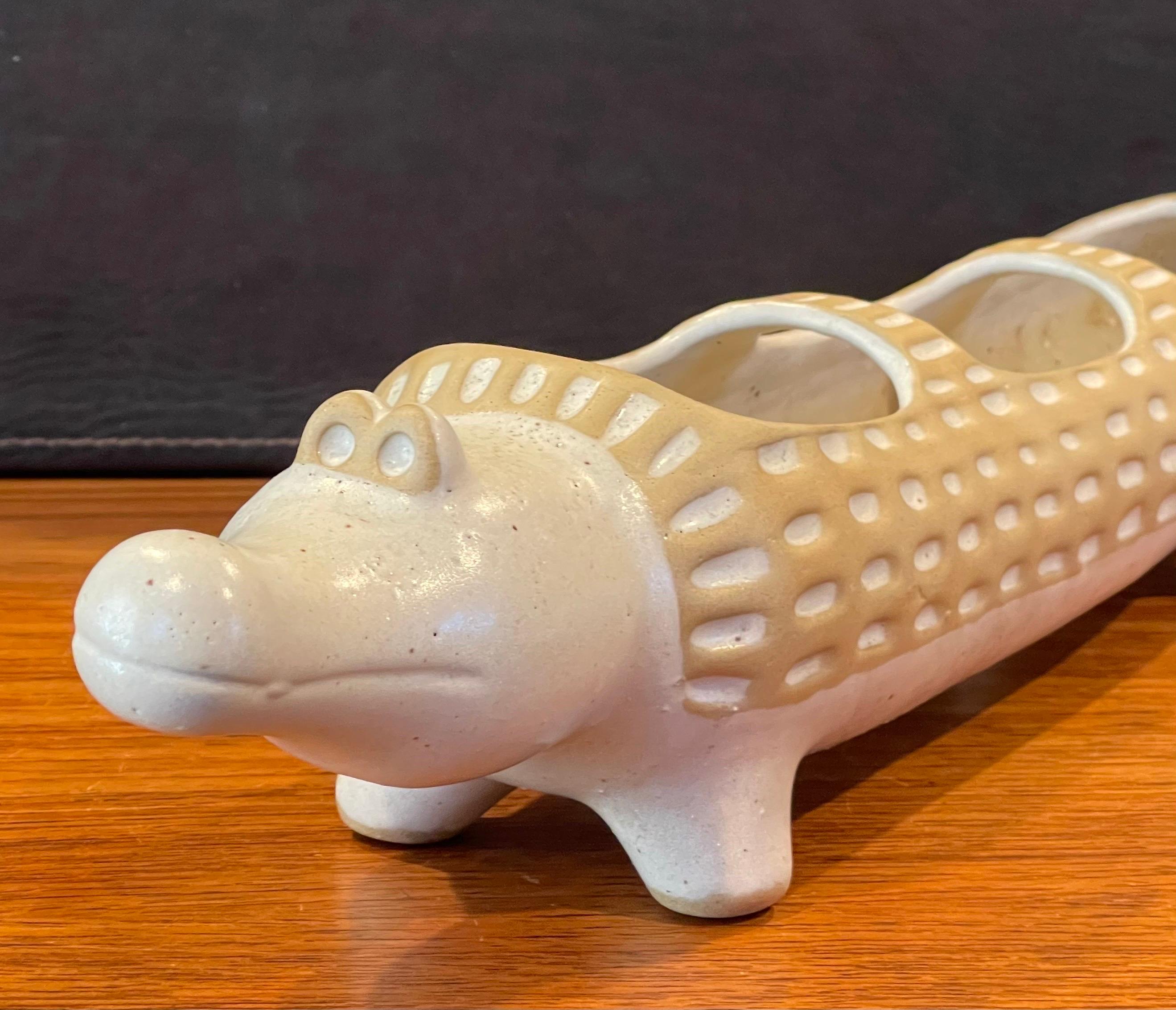 20th Century Large Vintage Stoneware Alligator Planter by David Stewart