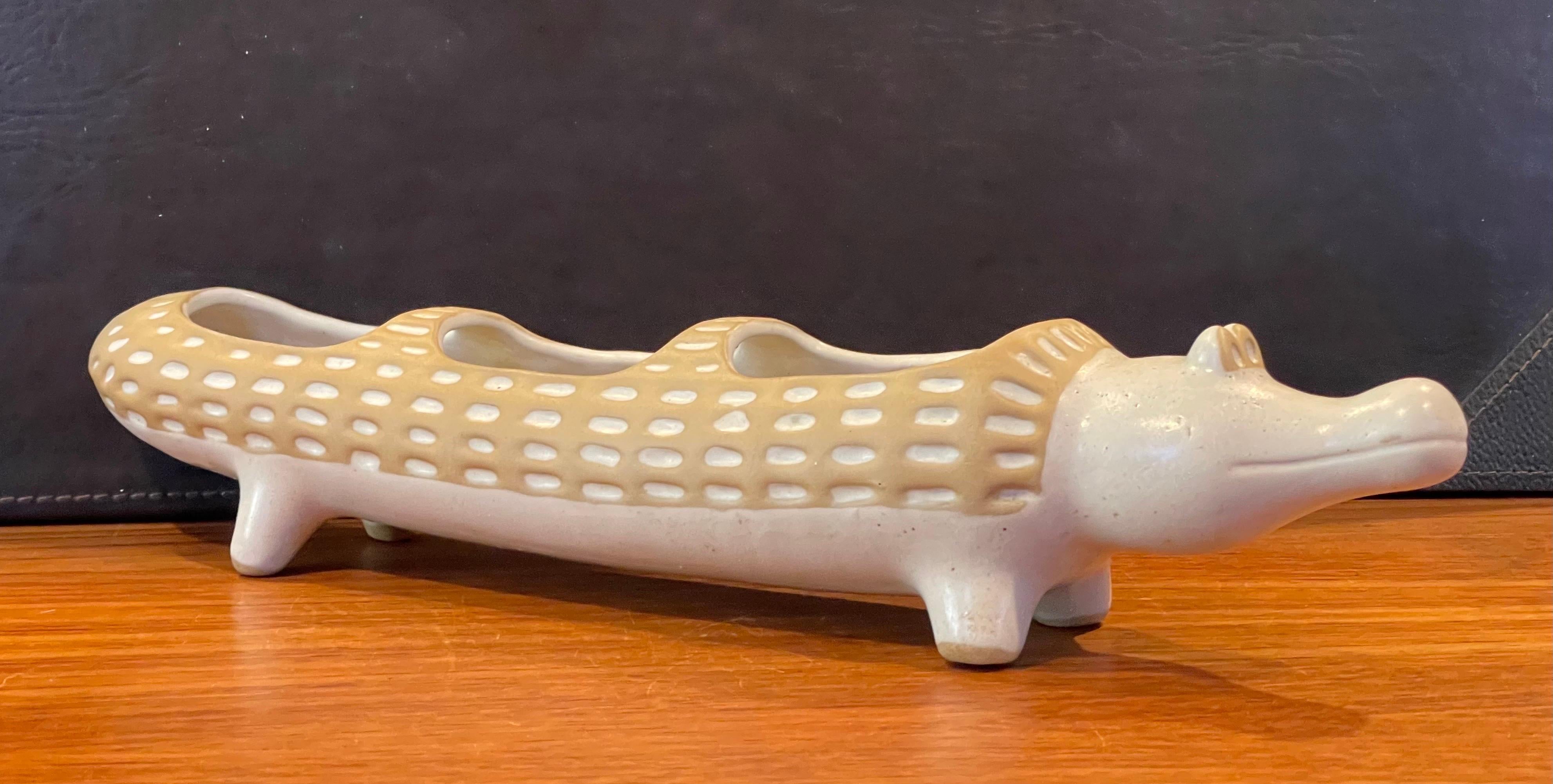 Large Vintage Stoneware Alligator Planter by David Stewart 2