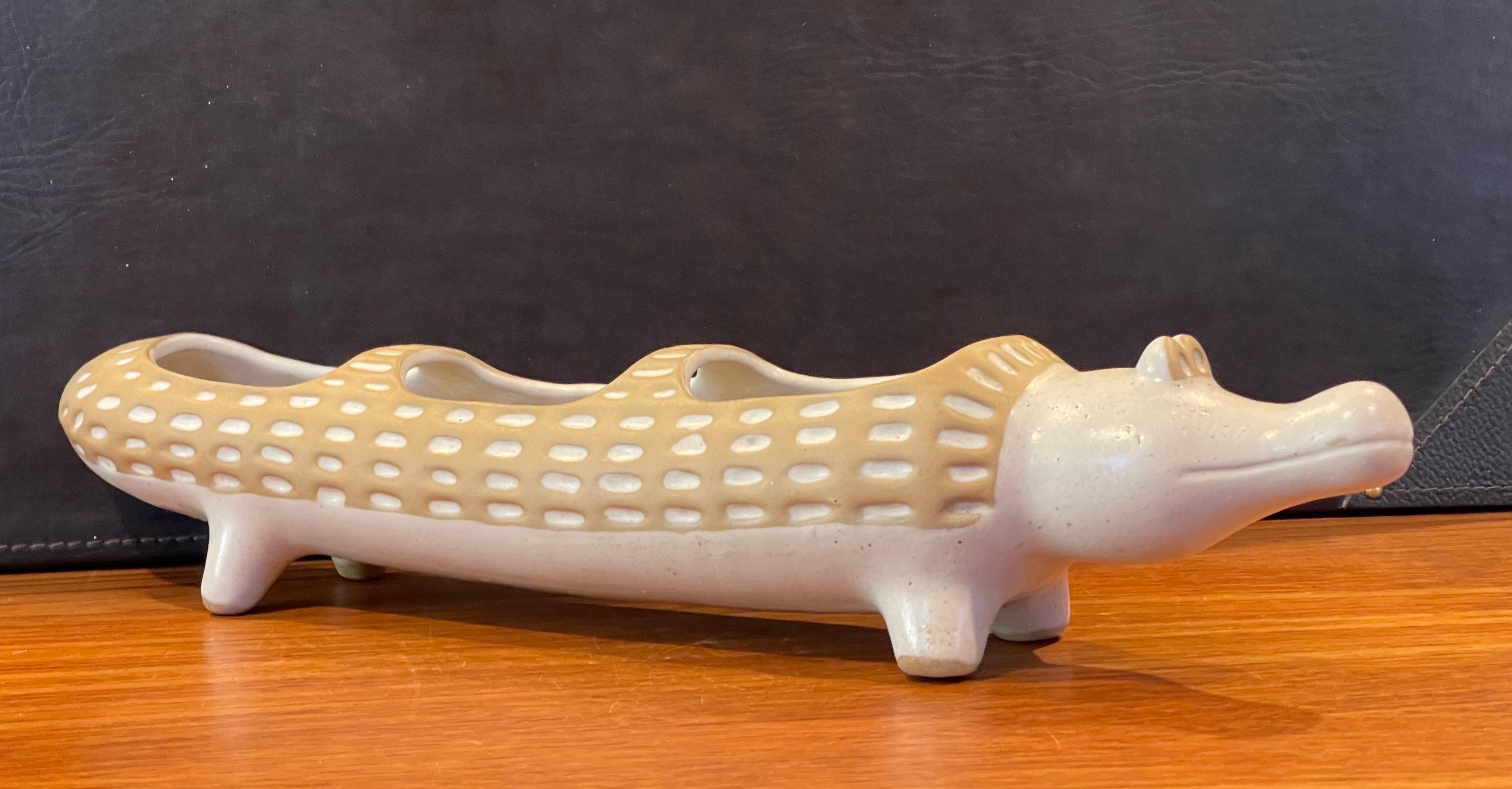 Large Vintage Stoneware Alligator Planter by David Stewart 3