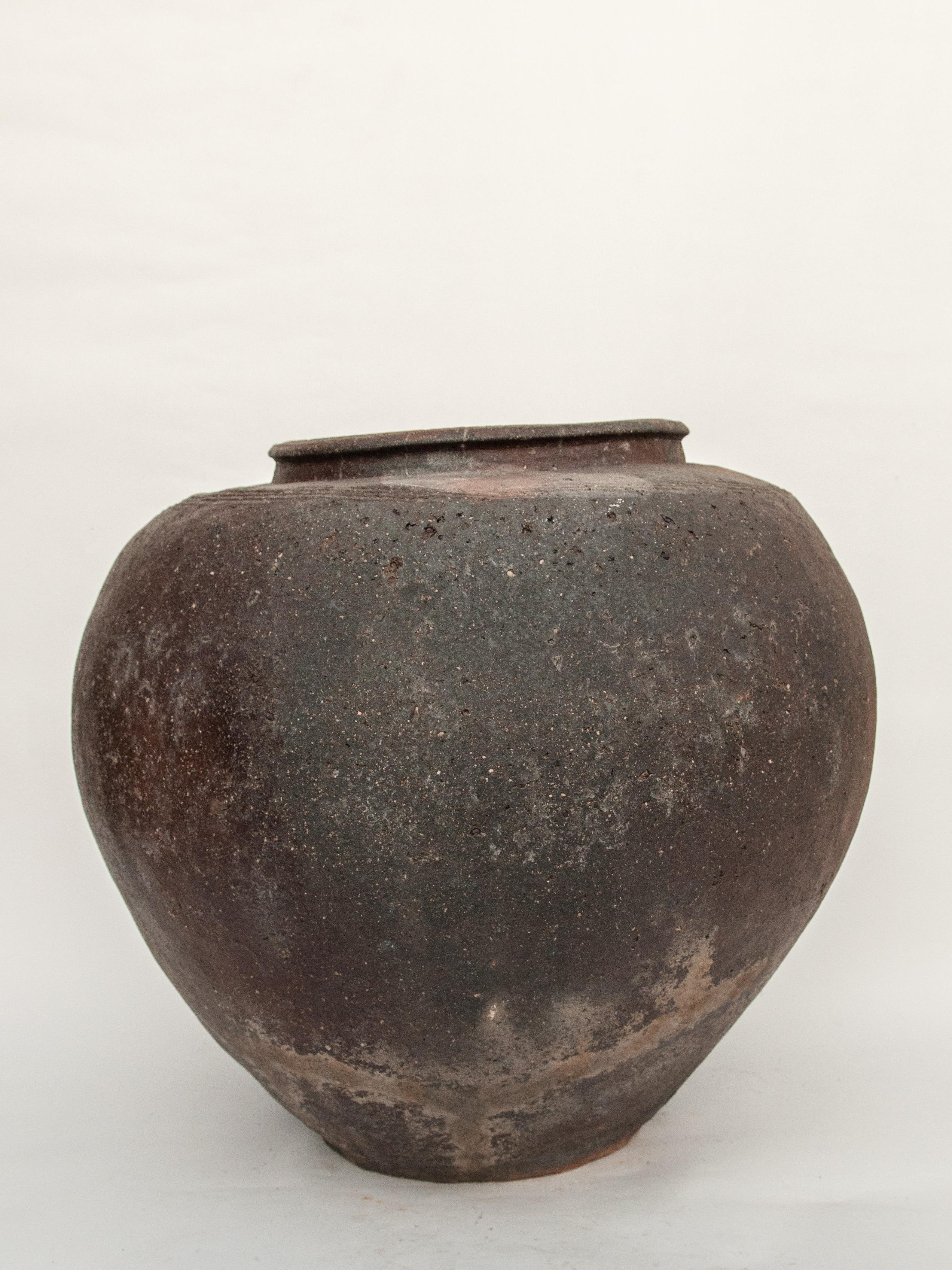 Rustic Large Vintage Storage or Water Jar from Borneo, Unglazed, Mid-20th Century