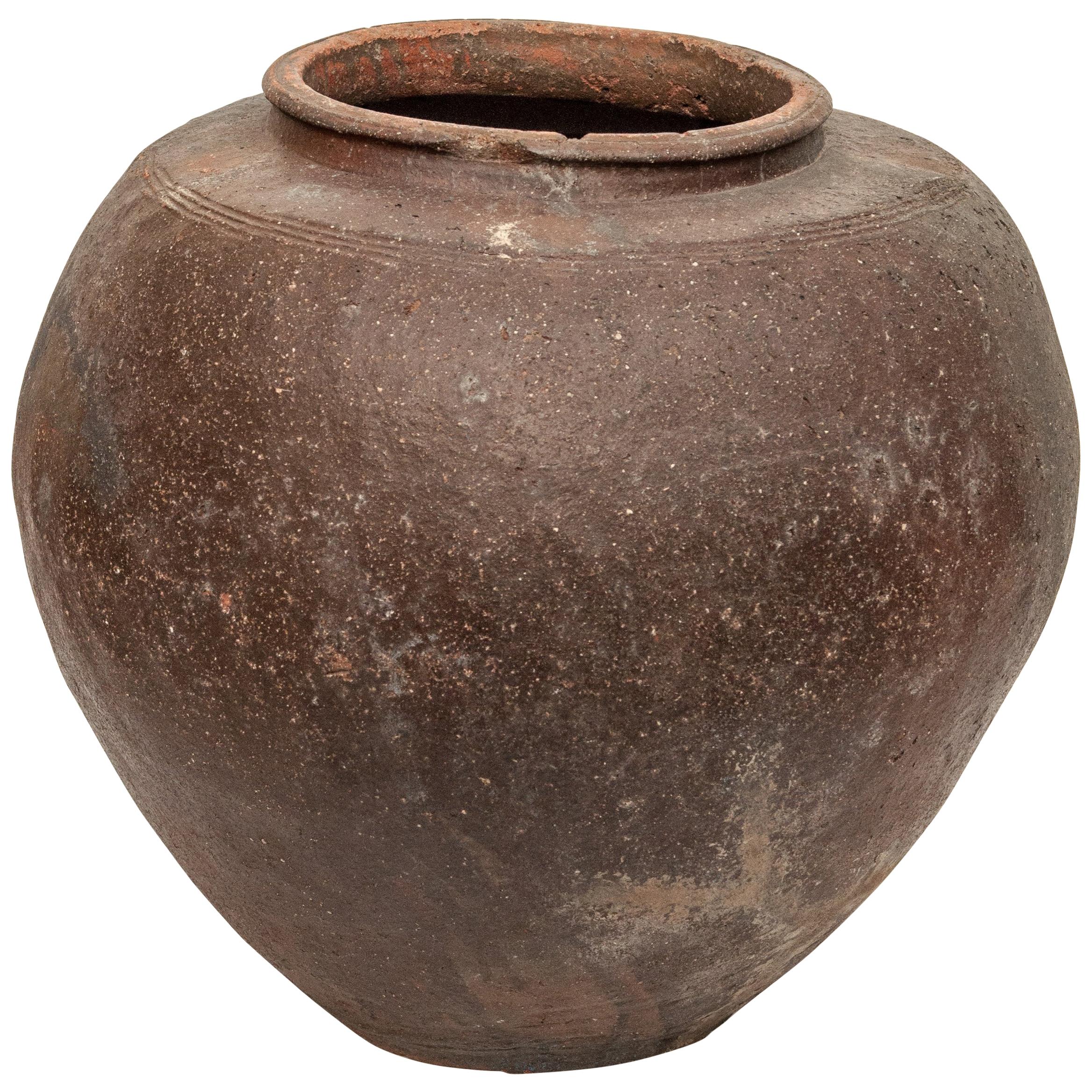 Large Vintage Storage or Water Jar from Borneo, Unglazed, Mid-20th Century