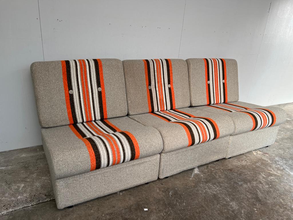 Mid-Century Modern Grand canapé danois modulaire rayé Pop Art modulaire en vente