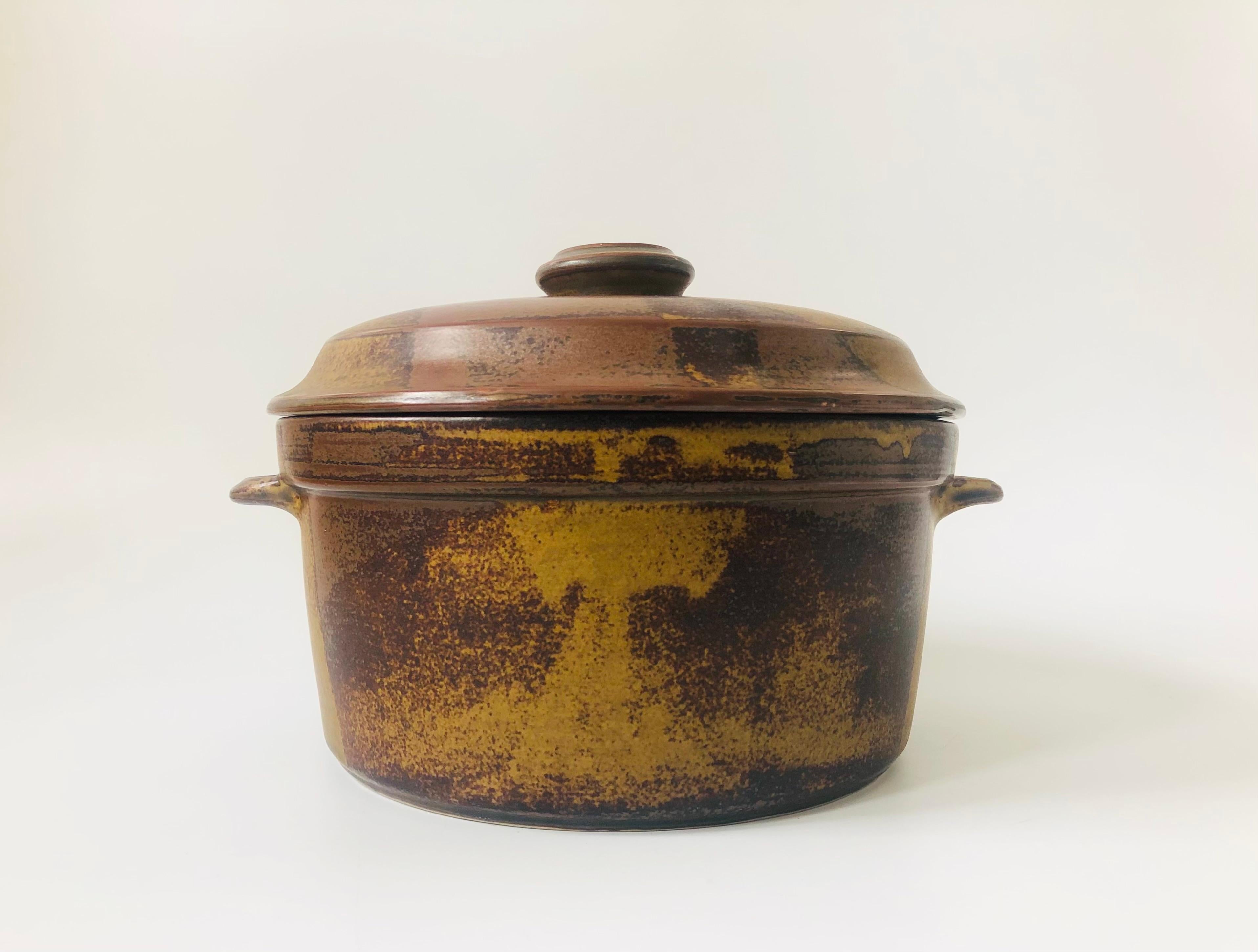 Large Vintage Studio Pottery Lidded Serving Bowl For Sale 1