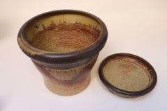 Large Vintage Studio Pottery Ombré Planter and Draining Saucer by Deanna Nichols