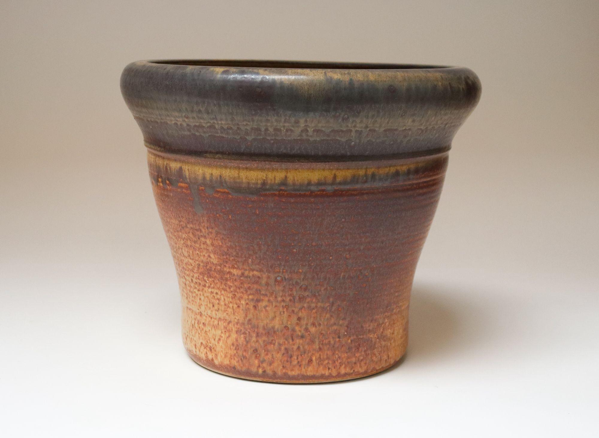 Großer Vintage Studio Pottery Ombré-Pflanztopf und Abtropfuntertasse von Deanna Nichols (Moderne der Mitte des Jahrhunderts) im Angebot