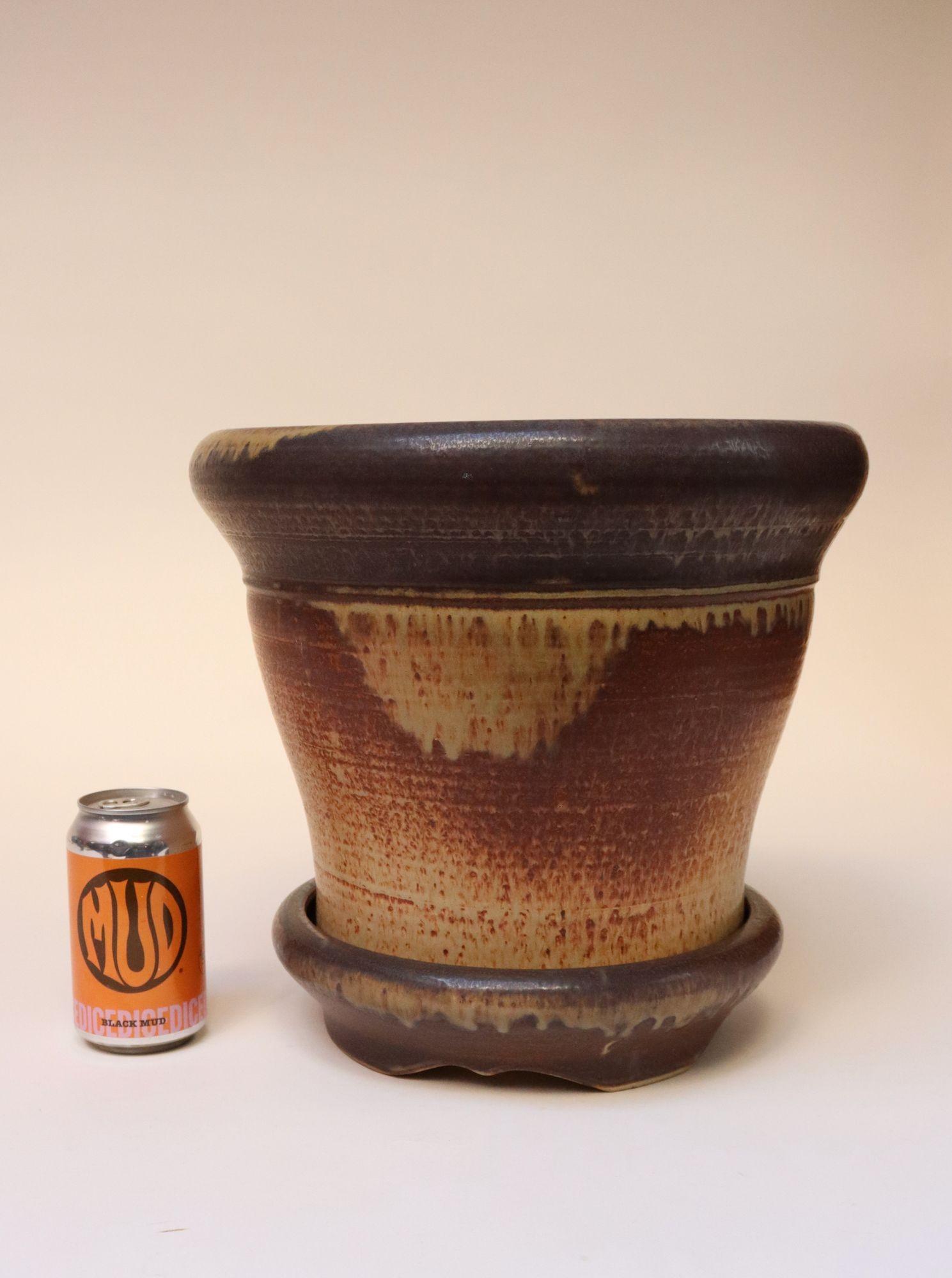 Großer Vintage Studio Pottery Ombré-Pflanztopf und Abtropfuntertasse von Deanna Nichols im Angebot 1