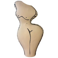 Large Vintage Studio Pottery Vase, Sculptural Nude, by Donna Polseno