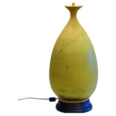 Large Vintage Studio Vase Lamp Sublime Satin Matt Moss Velvety Chartreuse 35"