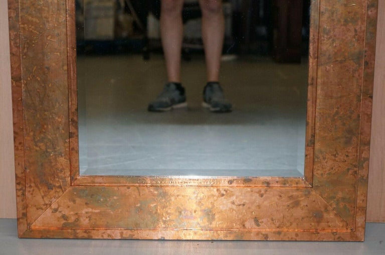 Large Vintage Style Distressed Copper Frame Mirror Bevelled Edge at