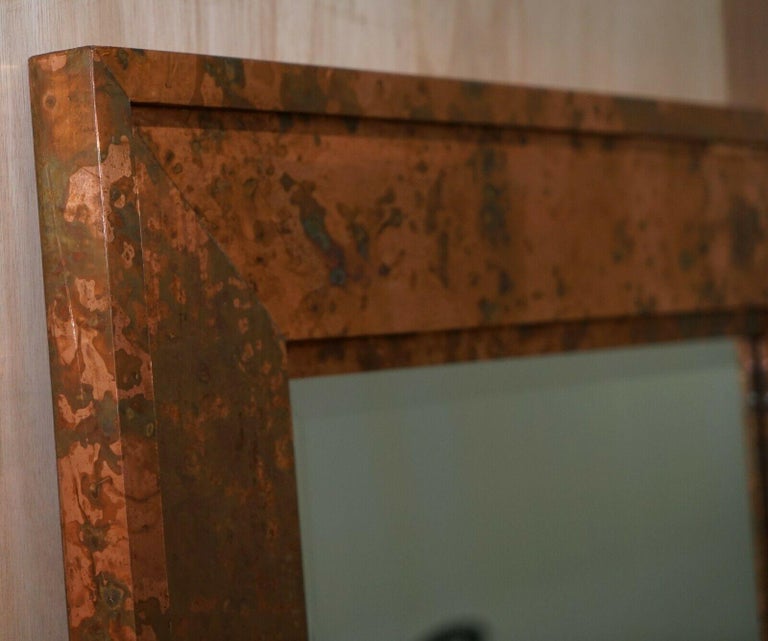 Large Vintage Style Distressed Copper Frame Mirror Bevelled Edge at