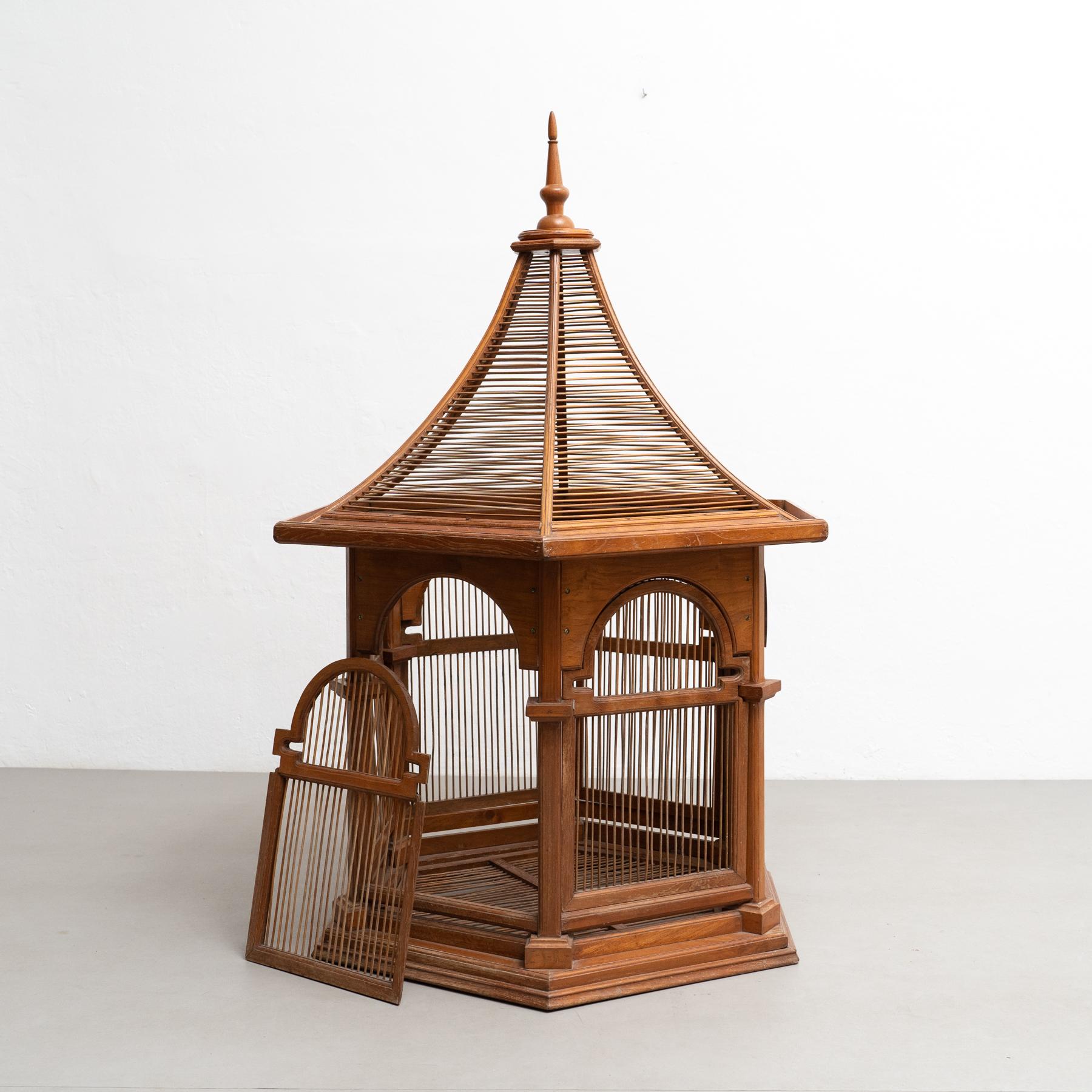Late 20th Century Large Vintage-Style Wooden Cage: Replica of Gaudi's 