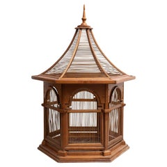 Large Vintage-Style Wooden Cage: Replica of Gaudi's "El Capricho" in Comillas