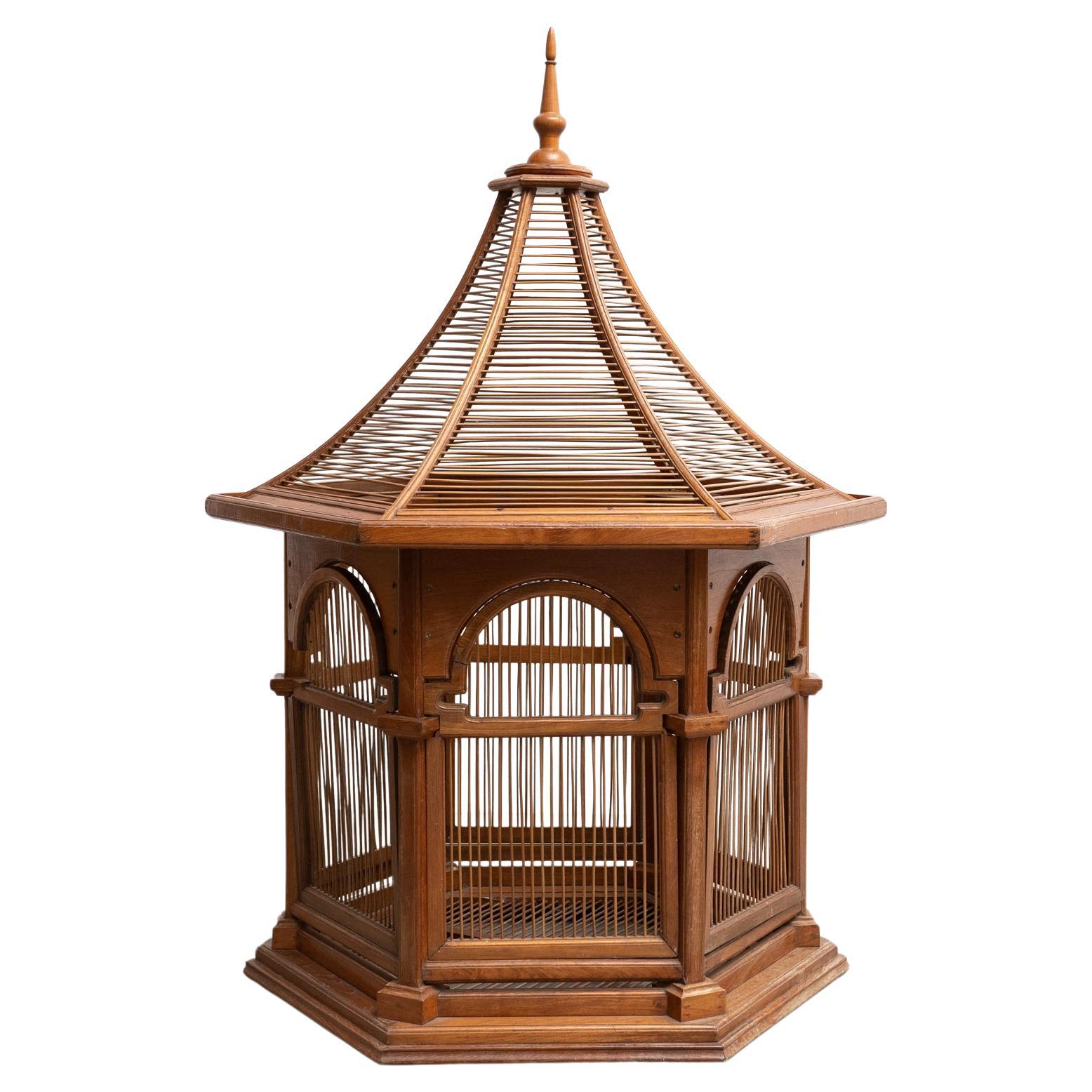 Large Vintage-Style Wooden Cage: Replica of Gaudi's "El Capricho" in Comillas For Sale