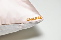 Large Vintage Sugared Almond Pink Floral Chanel Silk Scarf Irish Linen Cushion