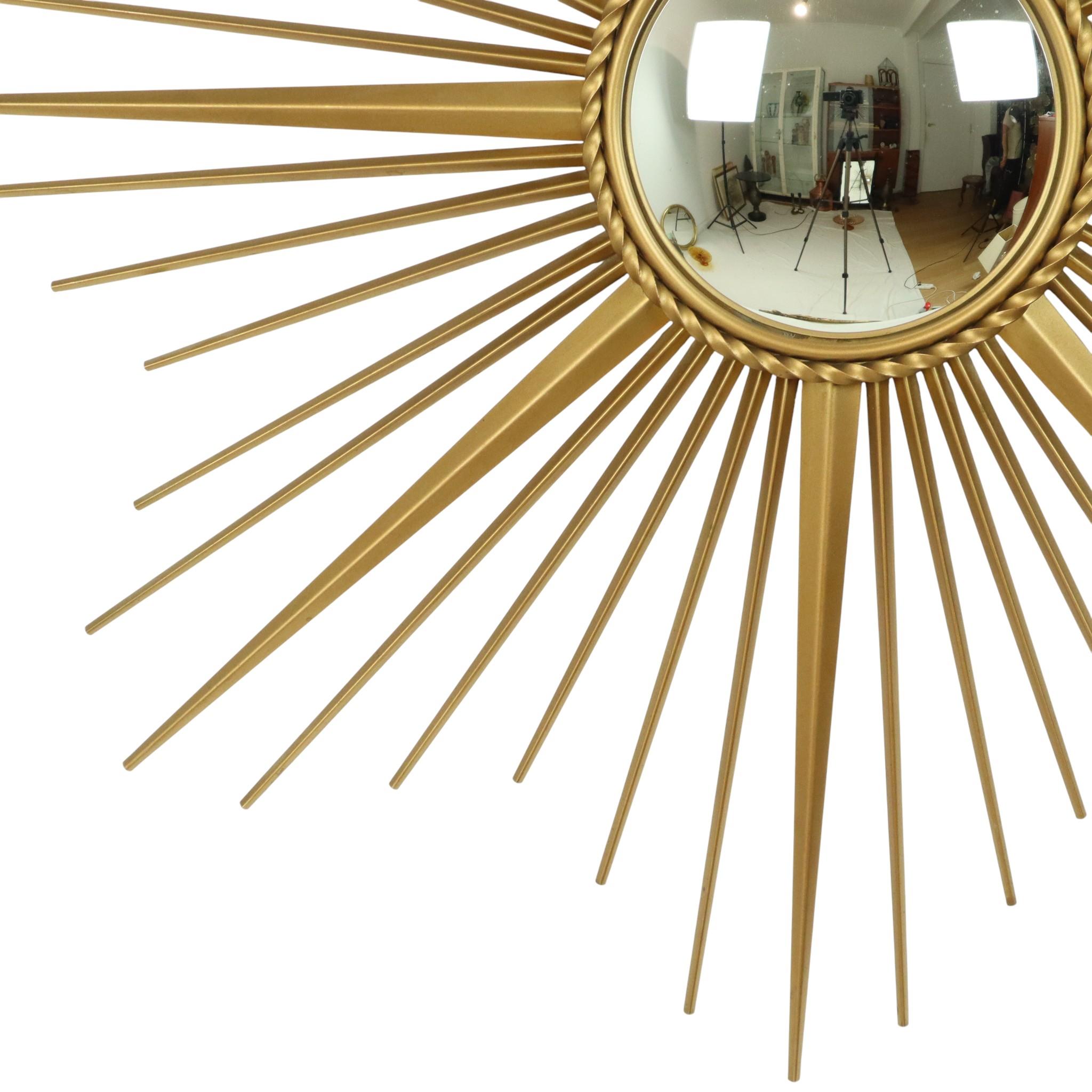 Large Vintage Sun Mirror Chaty Vallauris France 86cm For Sale at