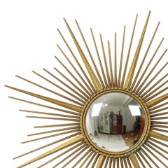 Grand Miroir Soleil Vintage Chaty Vallauris XL France 91cm