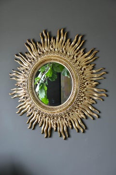 Large Vintage Sunburst Mirror, circa 1970