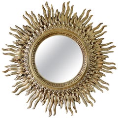 Large Vintage Sunburst Mirror, circa 1970