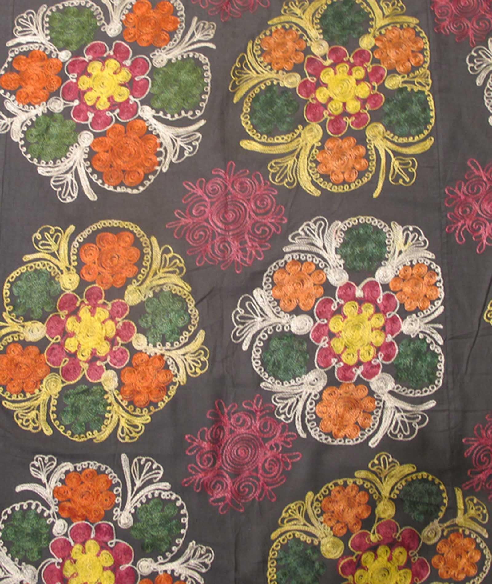 Hand-Woven Large Vintage Suzani with All-Over Embroidery For Sale