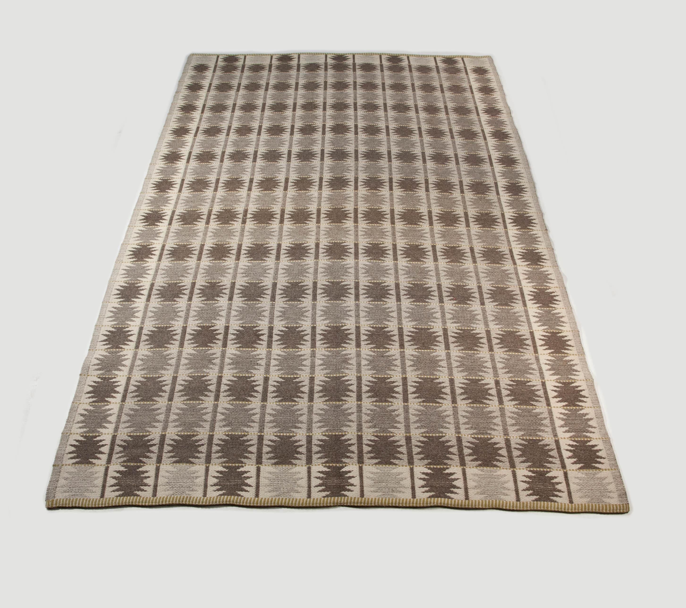 Large Vintage Swedish Flat-Weave Carpet, Sweden, 1960's For Sale 9