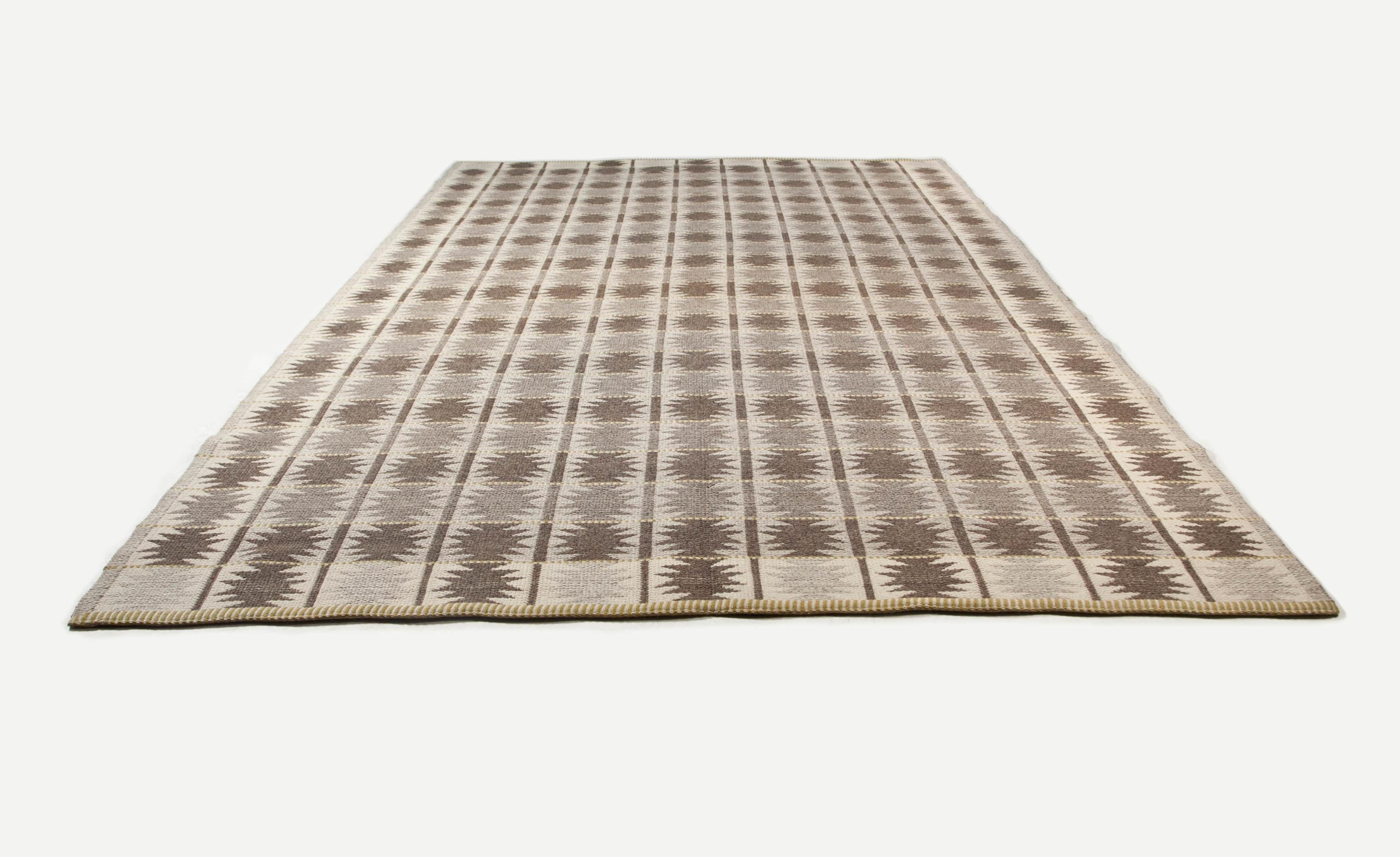 Scandinavian Modern Large Vintage Swedish Flat-Weave Carpet, Sweden, 1960's For Sale