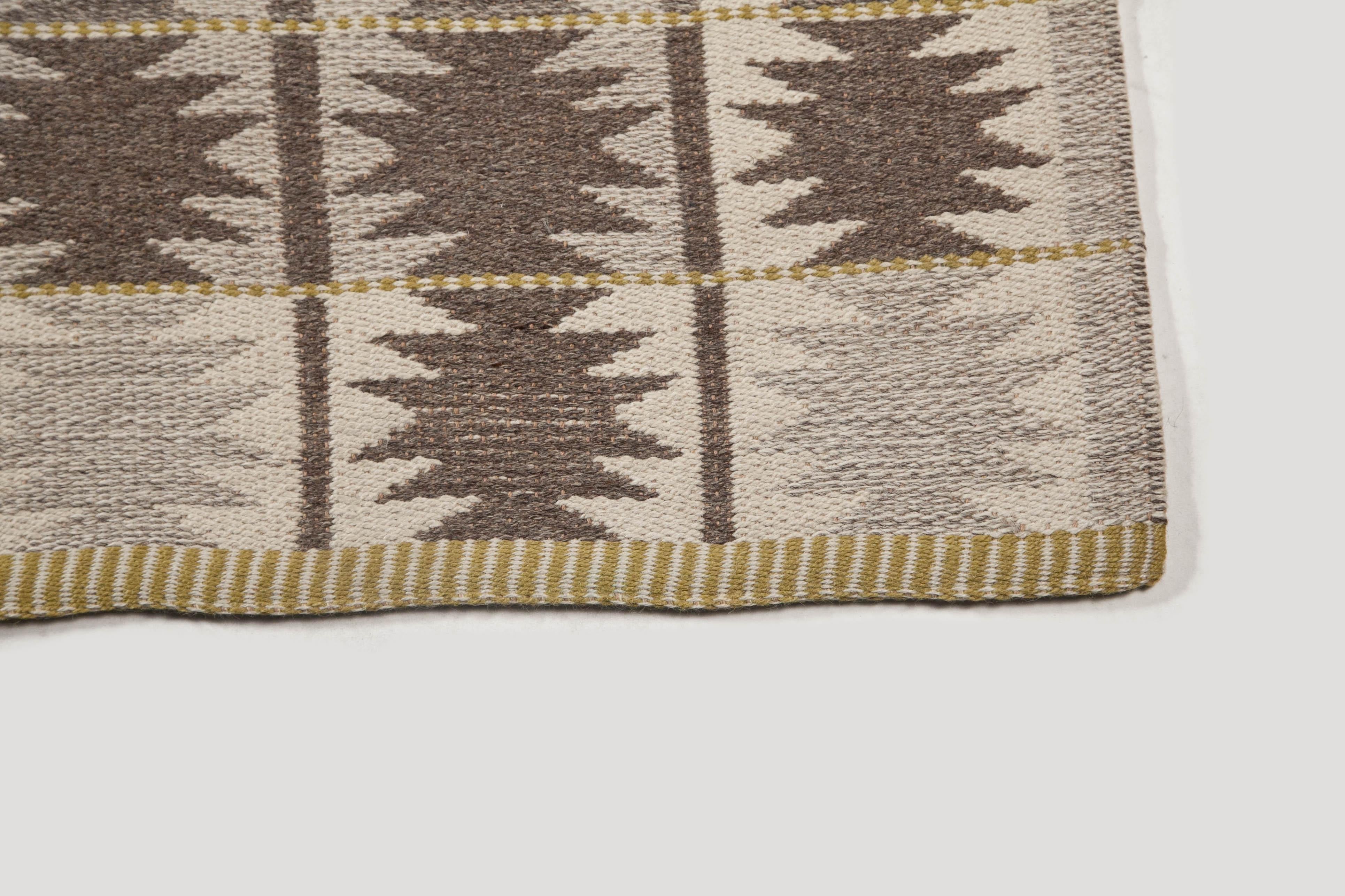 Wool Large Vintage Swedish Flat-Weave Carpet, Sweden, 1960's For Sale