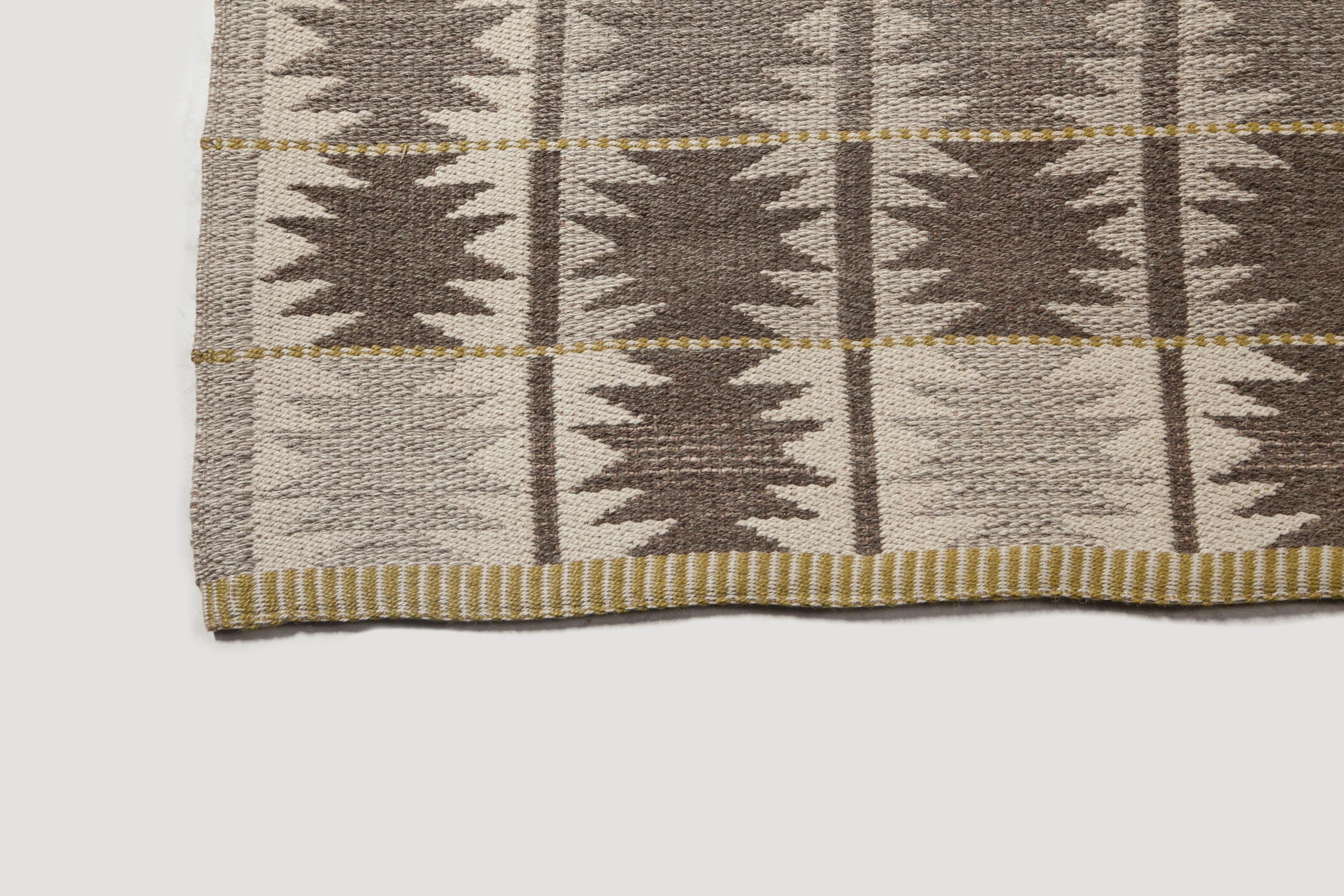 Großer schwedischer Flachgewebeteppich im Vintage-Stil, Schweden, 1960er Jahre (Wolle) im Angebot