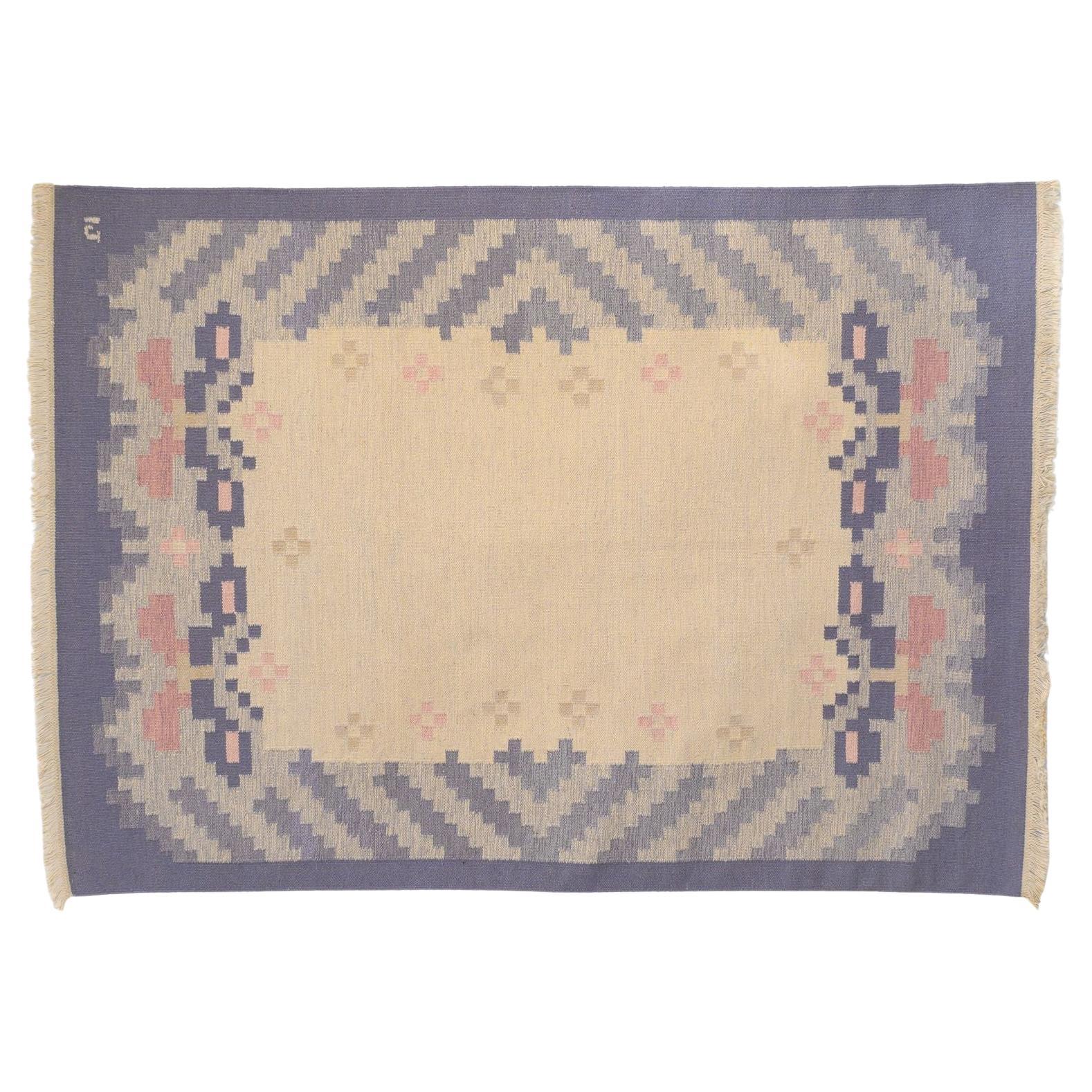 Large Vintage Swedish Kilim