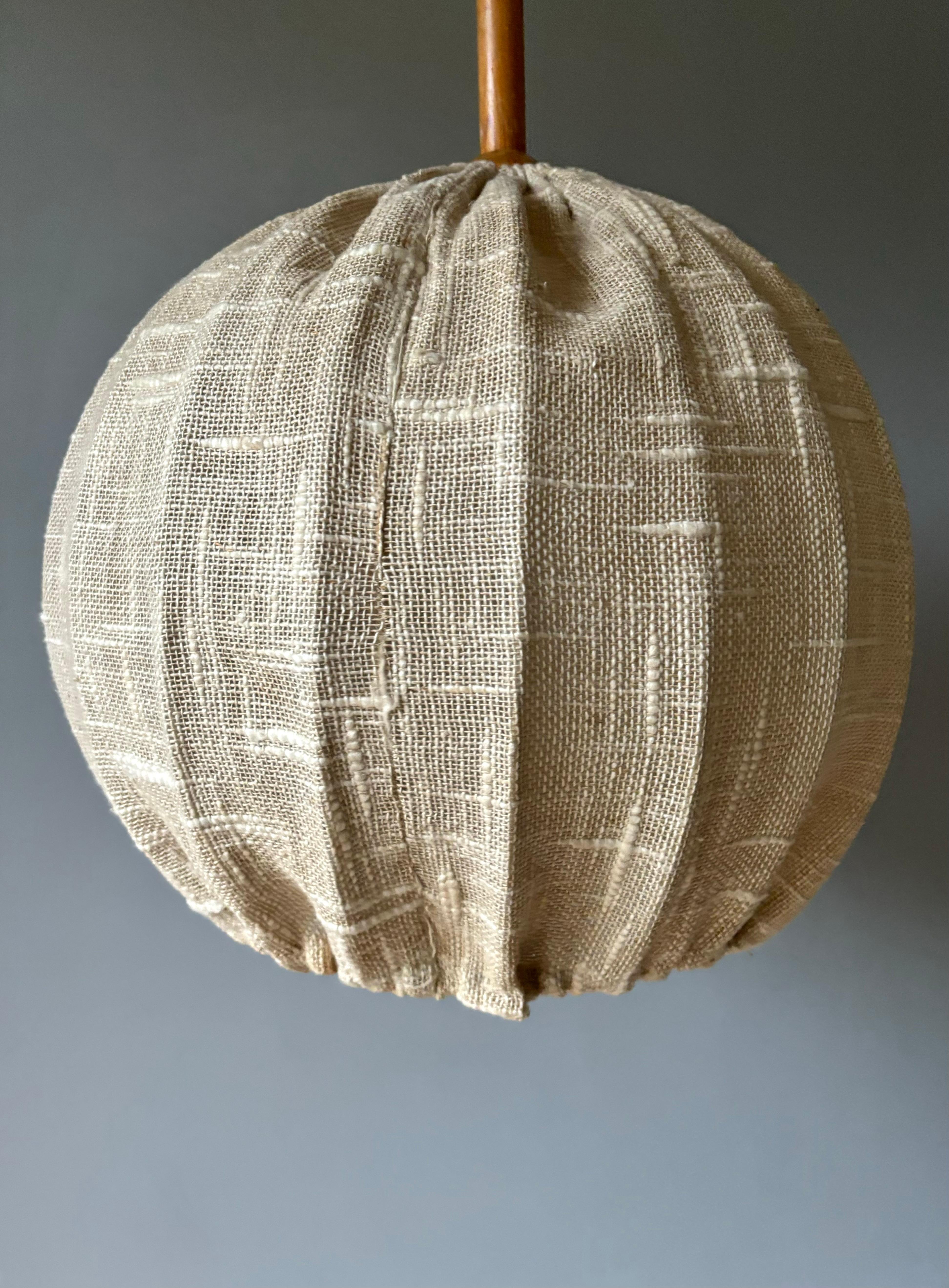Large 1960s Swedish Modern Textile Globe Pendant For Sale 4