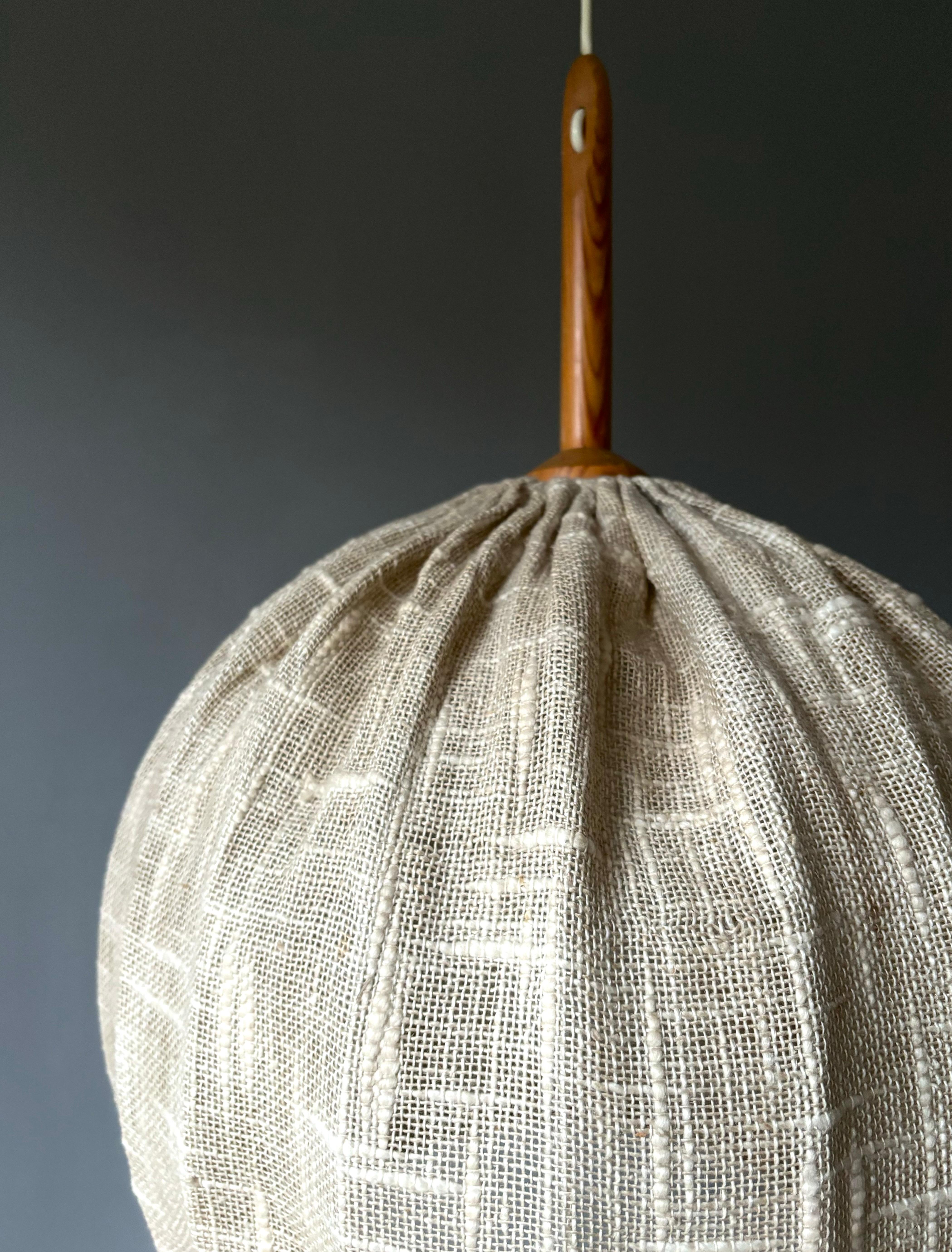 20th Century Large 1960s Swedish Modern Textile Globe Pendant For Sale