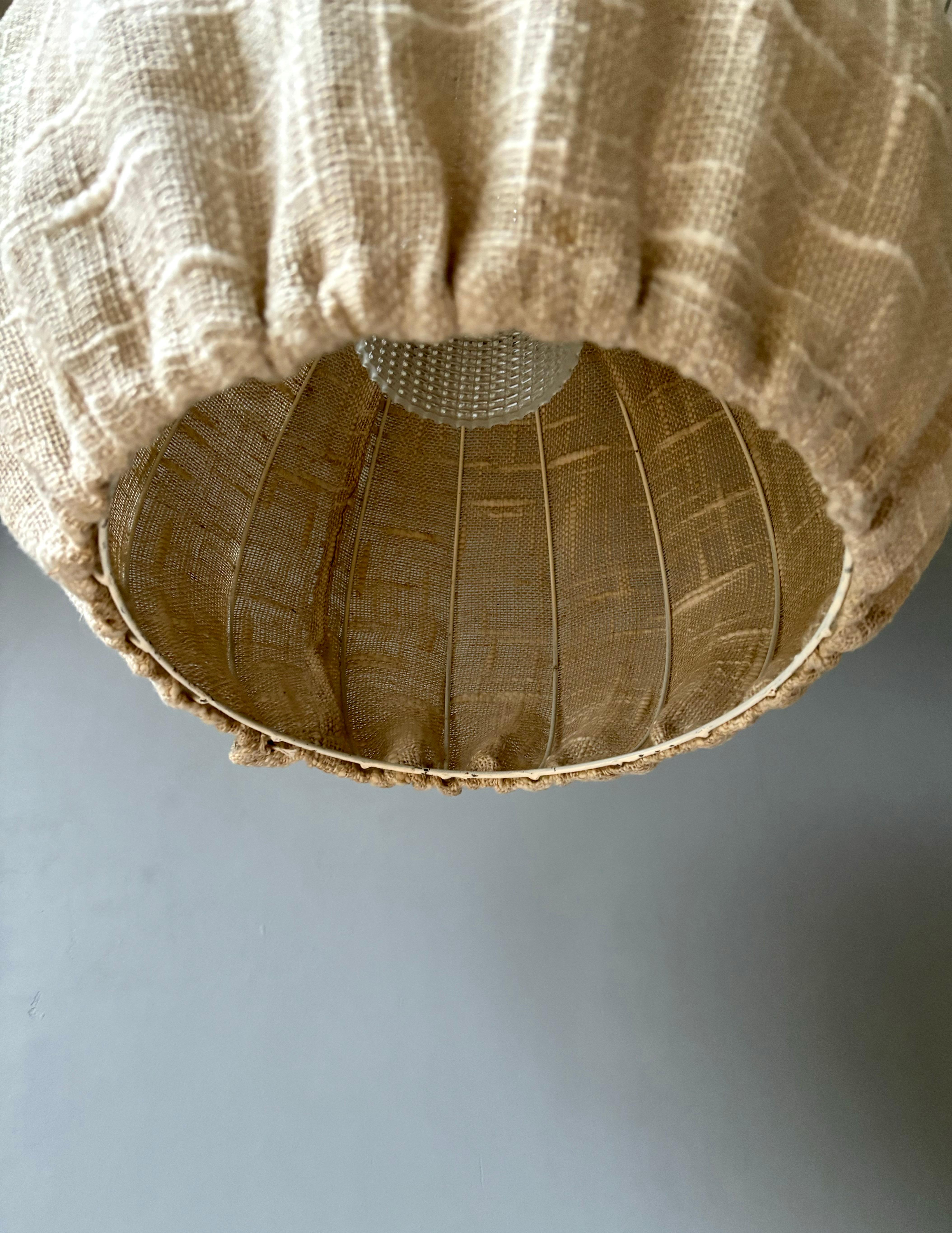 Large 1960s Swedish Modern Textile Globe Pendant For Sale 1