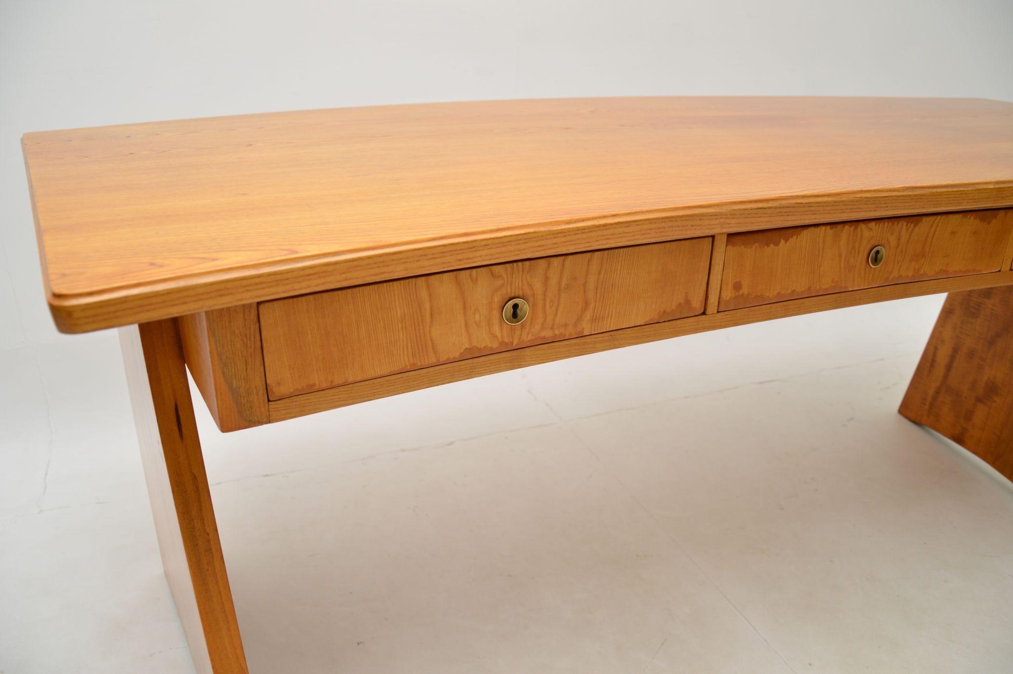 Large Vintage Swedish Oak Desk For Sale 5
