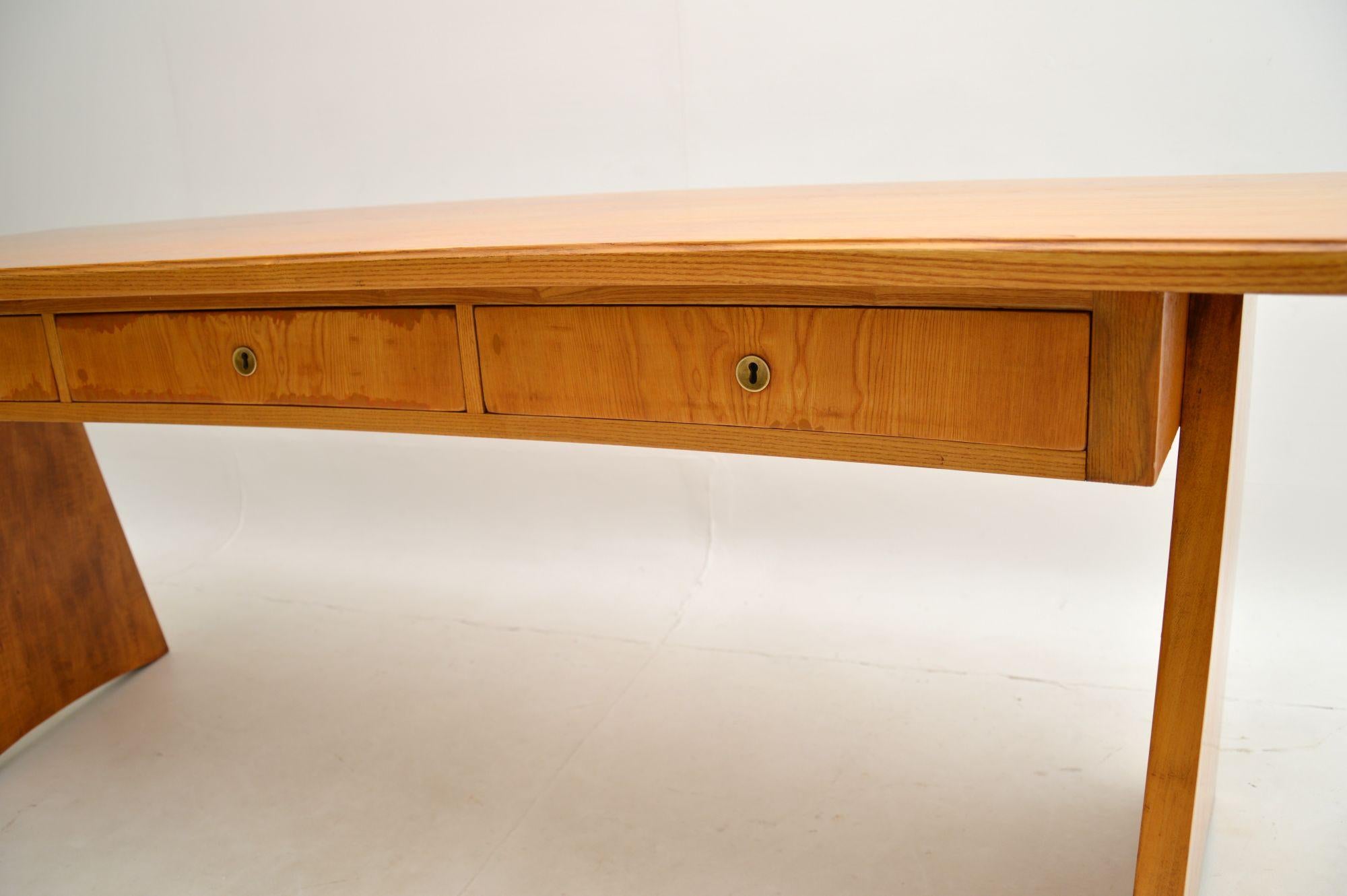 Large Vintage Swedish Oak Desk For Sale 6