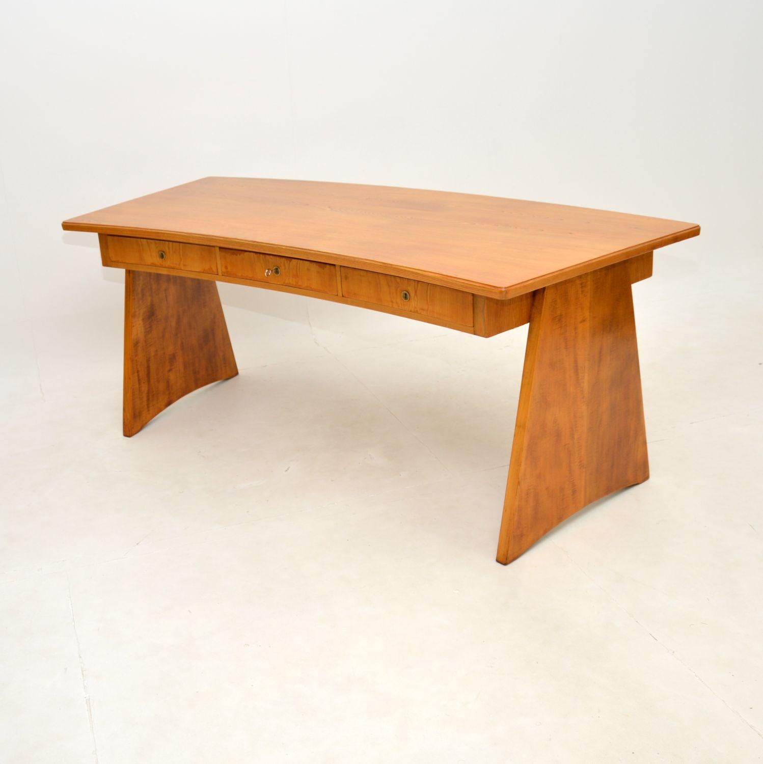 Mid-Century Modern Large Vintage Swedish Oak Desk For Sale