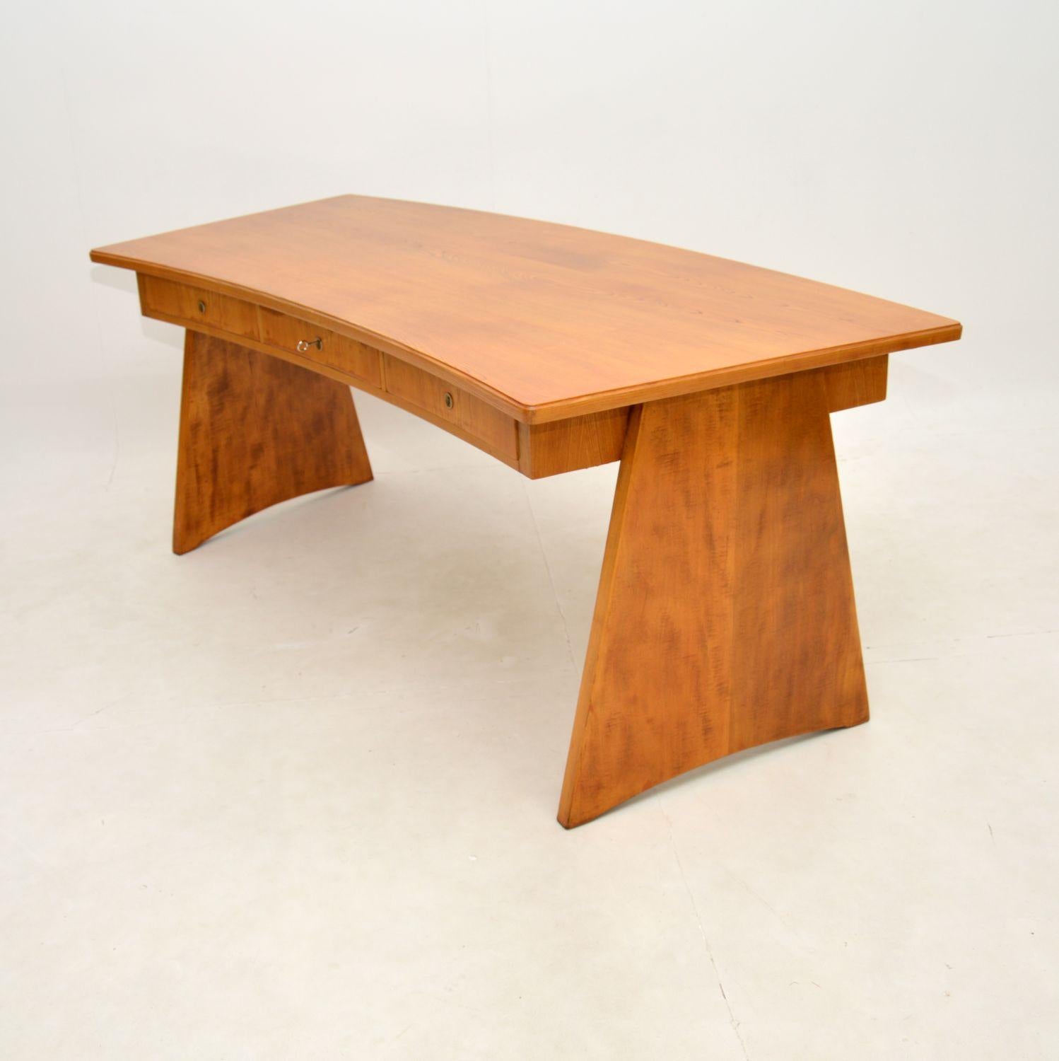 Mid-20th Century Large Vintage Swedish Oak Desk For Sale