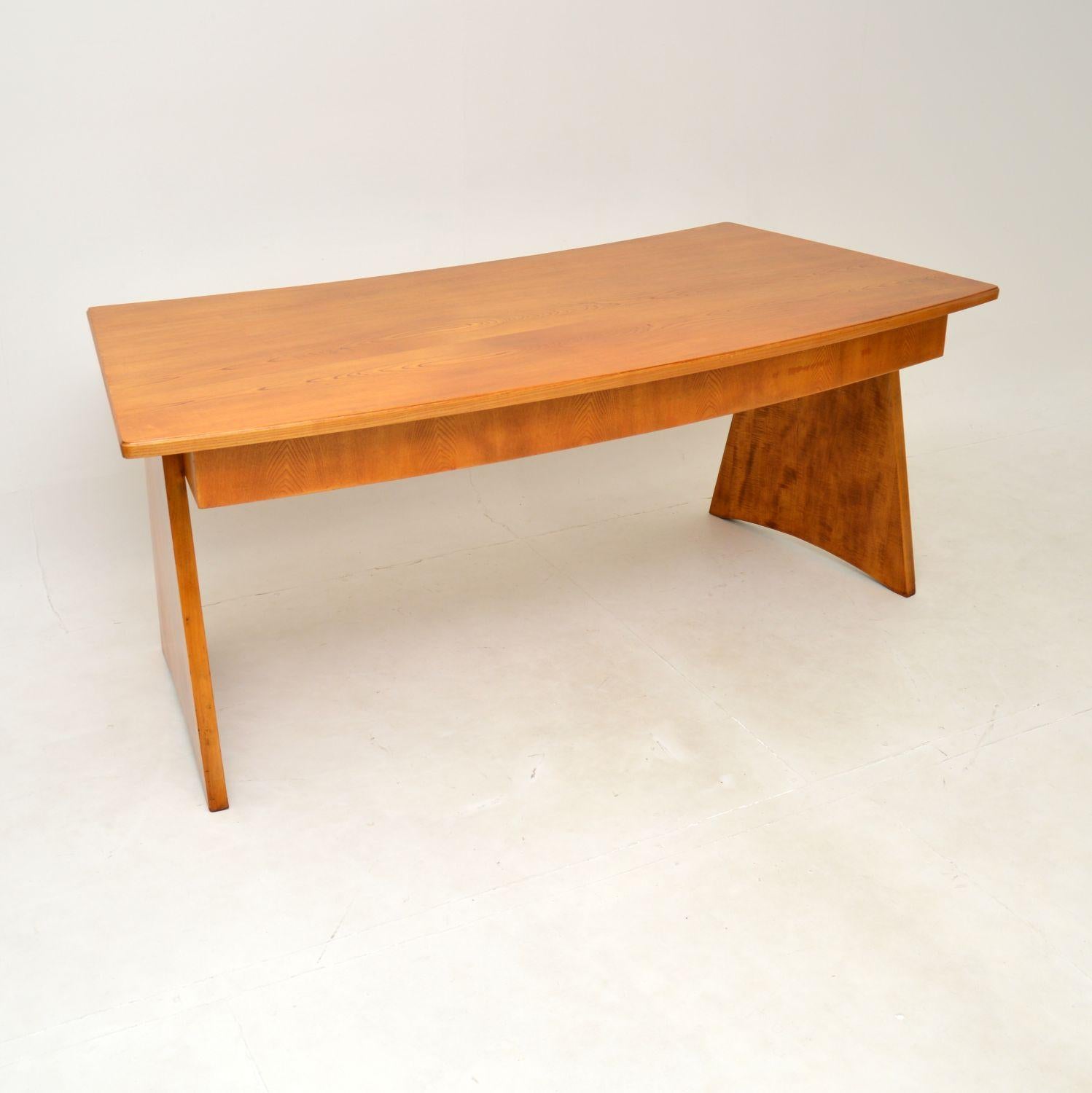 Large Vintage Swedish Oak Desk For Sale 1