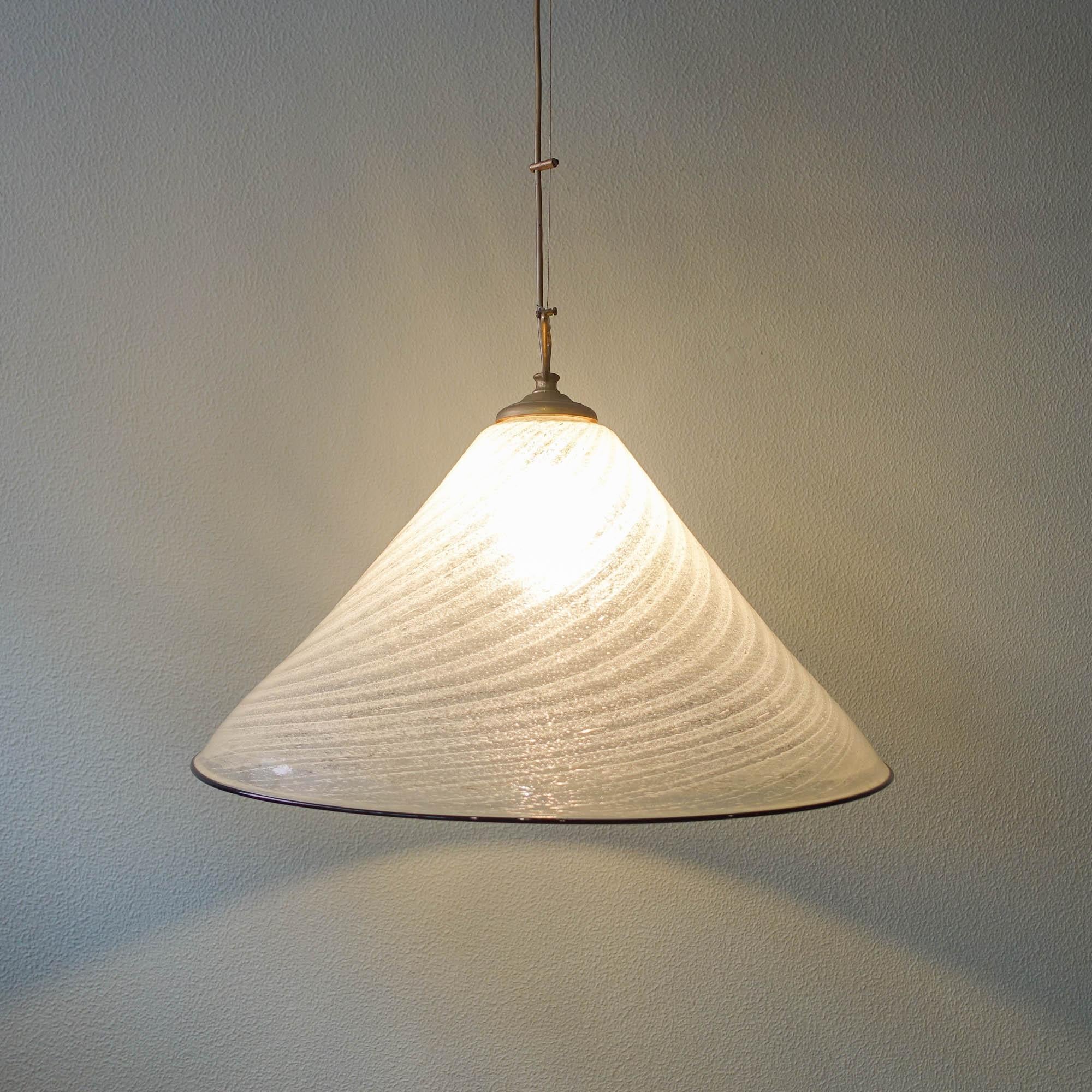 Mid-Century Modern Large Vintage Swirled Murano Glass Pendant Lamp from La Murrina, Italy, 1970s For Sale