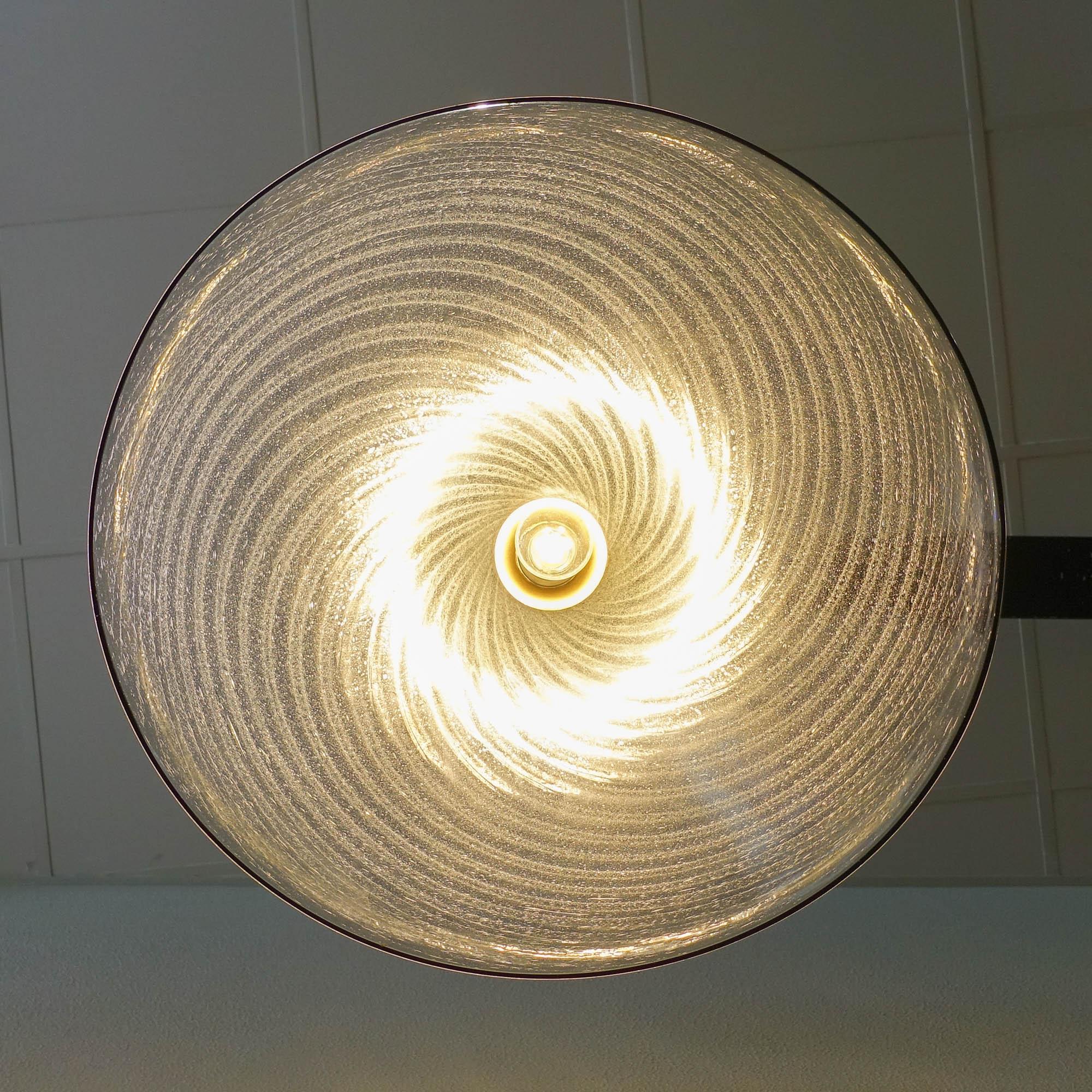 Brass Large Vintage Swirled Murano Glass Pendant Lamp from La Murrina, Italy, 1970s For Sale